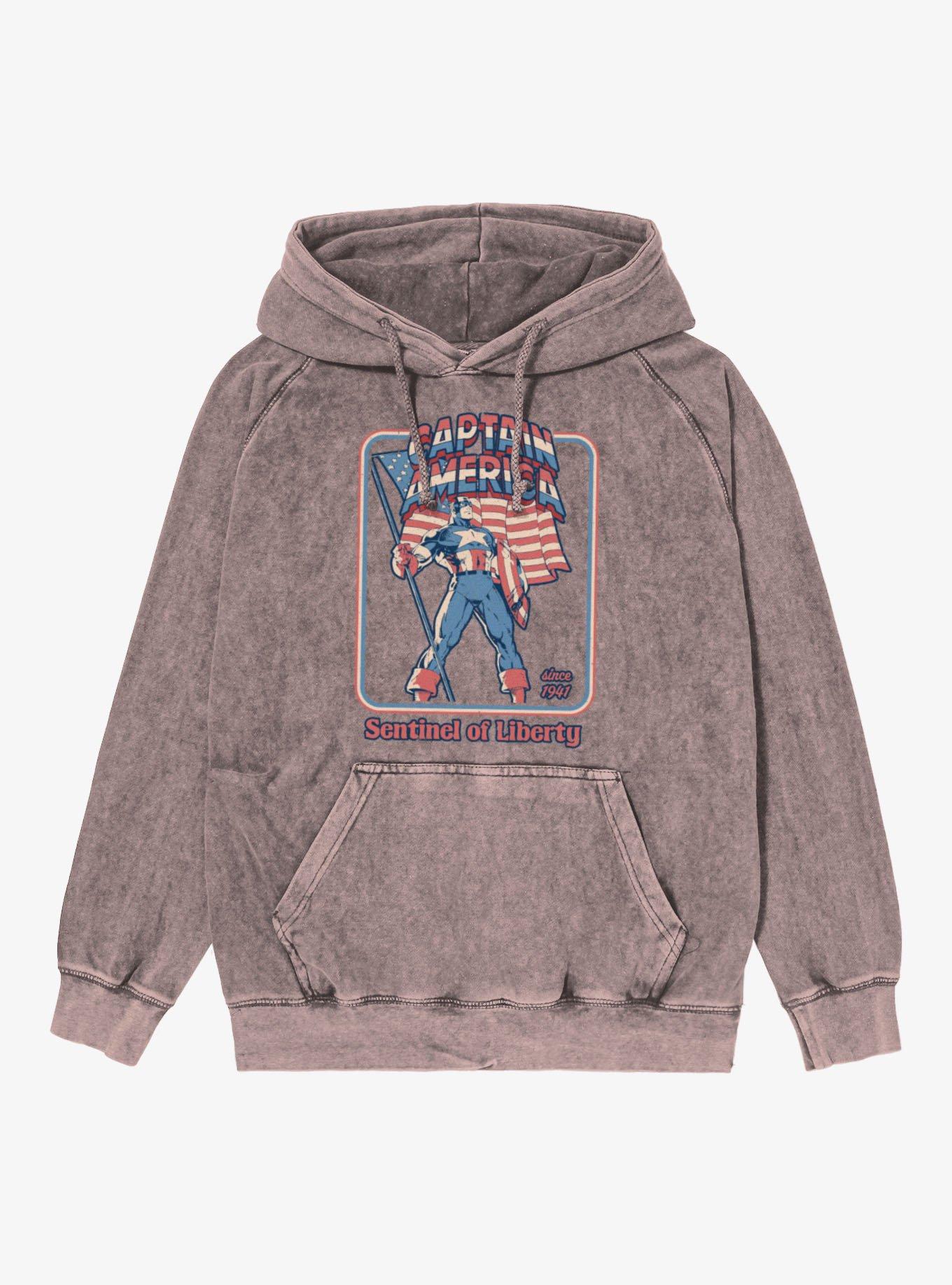 Marvel Captain America Retro Sentinel Of Libery Since 1941 Vintage Mineral Washed Hoodie, , hi-res