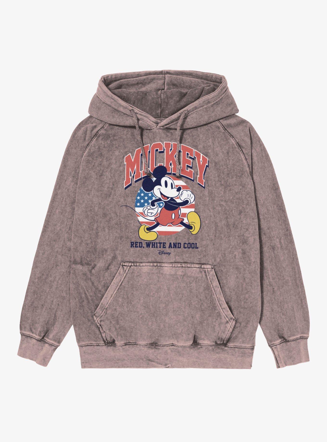 Disney Mickey Mouse Red White And Cool 4th Of July Vintage Mineral Washed Hoodie, , hi-res