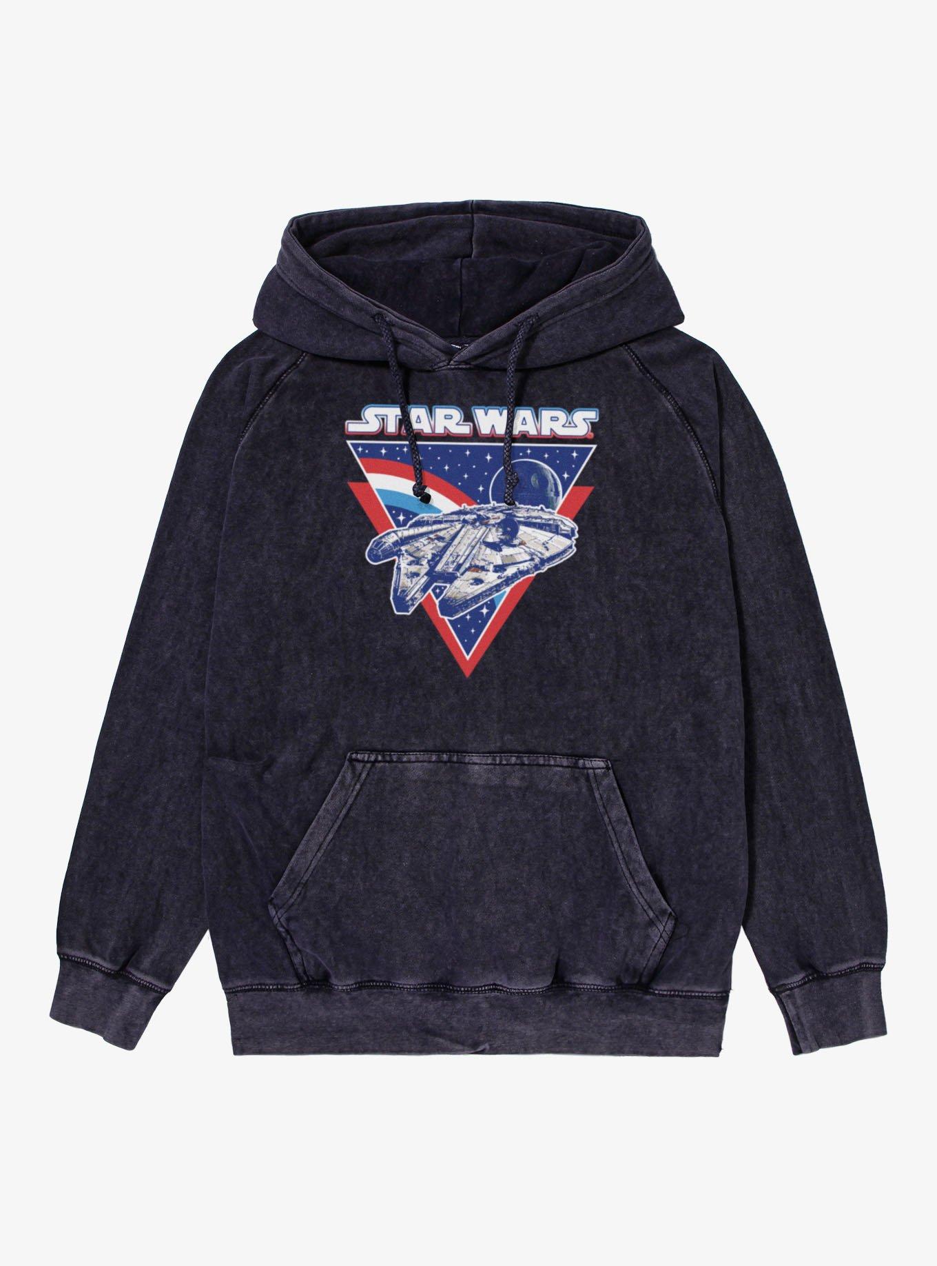 Star Wars Millennium Falcon Vintage Red White And Triangle Vintage Mineral Washed Hoodie, , hi-res