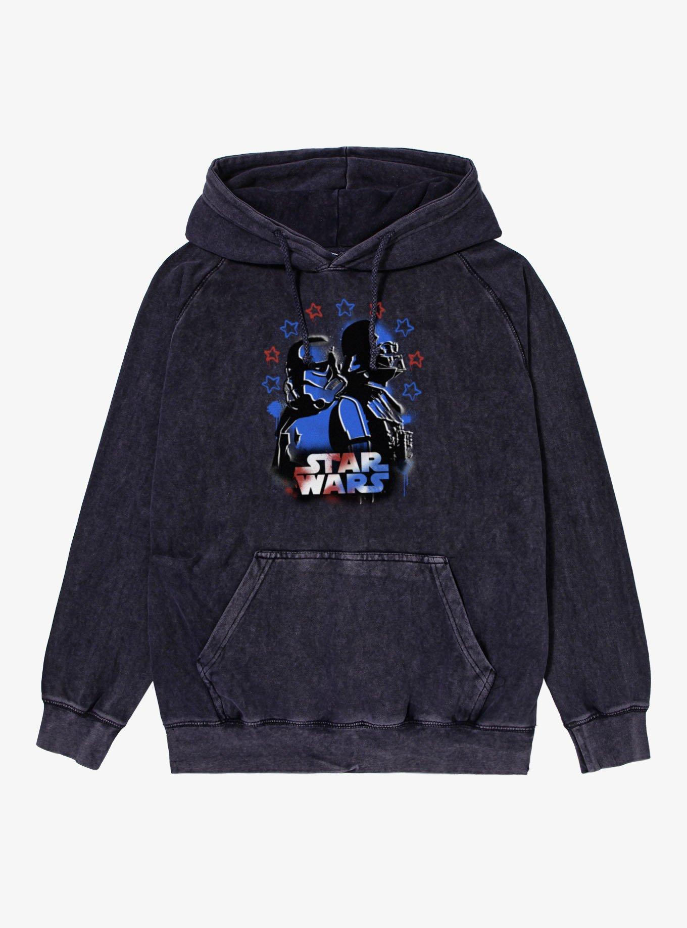 Star Wars Vader And Trooper Red Blue Graffiti Drip Vintage Mineral Washed Hoodie, , hi-res