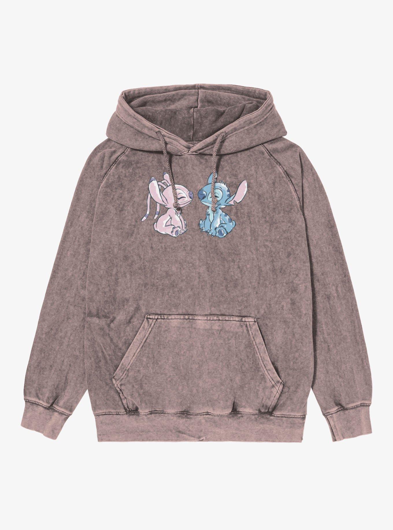 Disney Lilo & Stitch Angel And Stitch Cute Love Vintage Mineral Washed Hoodie, , hi-res