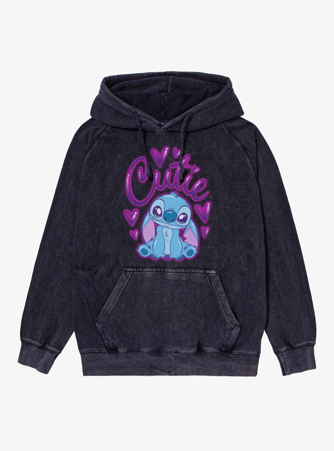 Disney Lilo & Stitch Cutie Heart Spray Paint Vintage Mineral Washed Hoodie, , hi-res