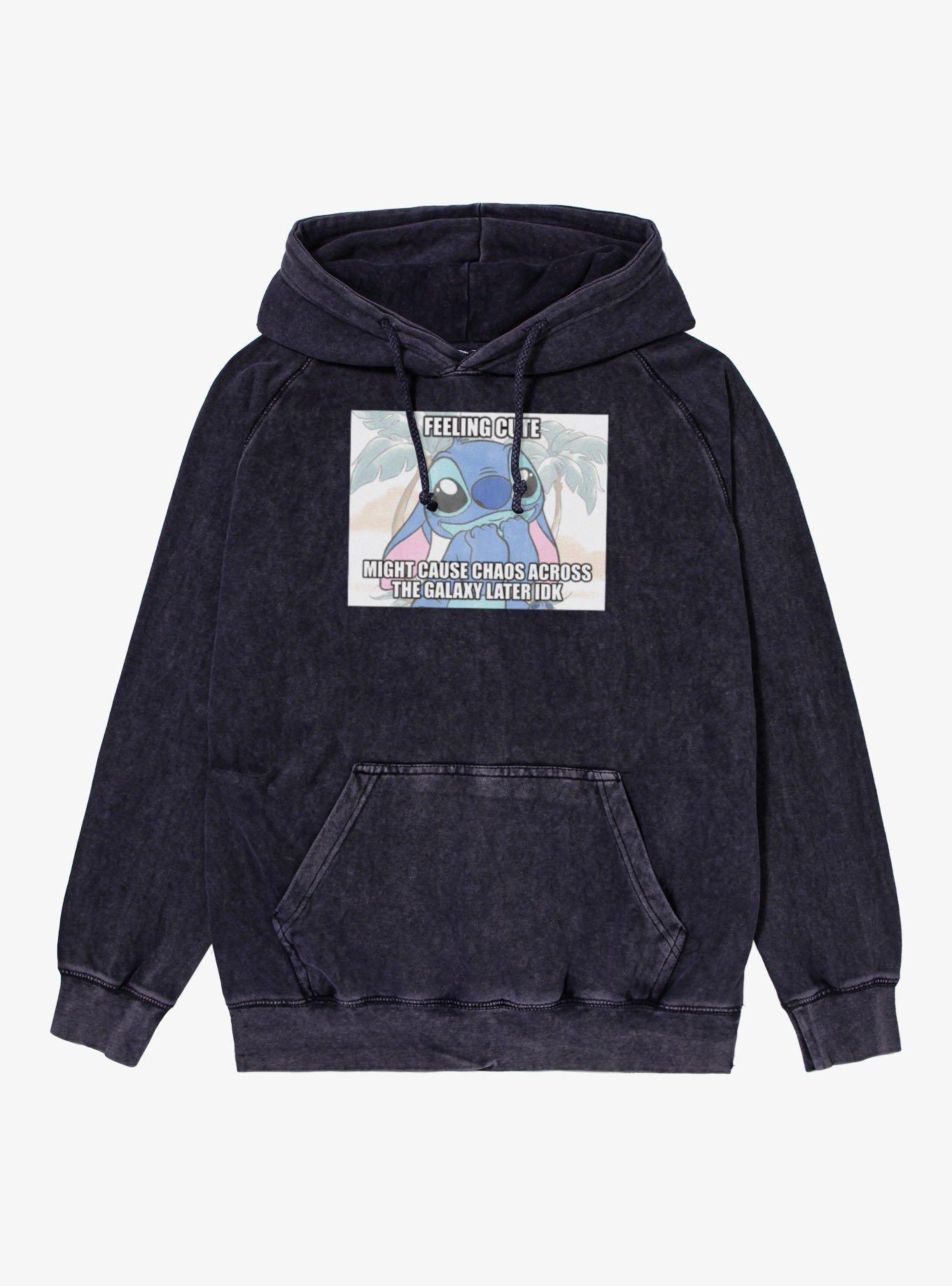 Disney Lilo & Stitch Feeling Cute Might Cause Chaos Meme Vintage Mineral Washed Hoodie, , hi-res