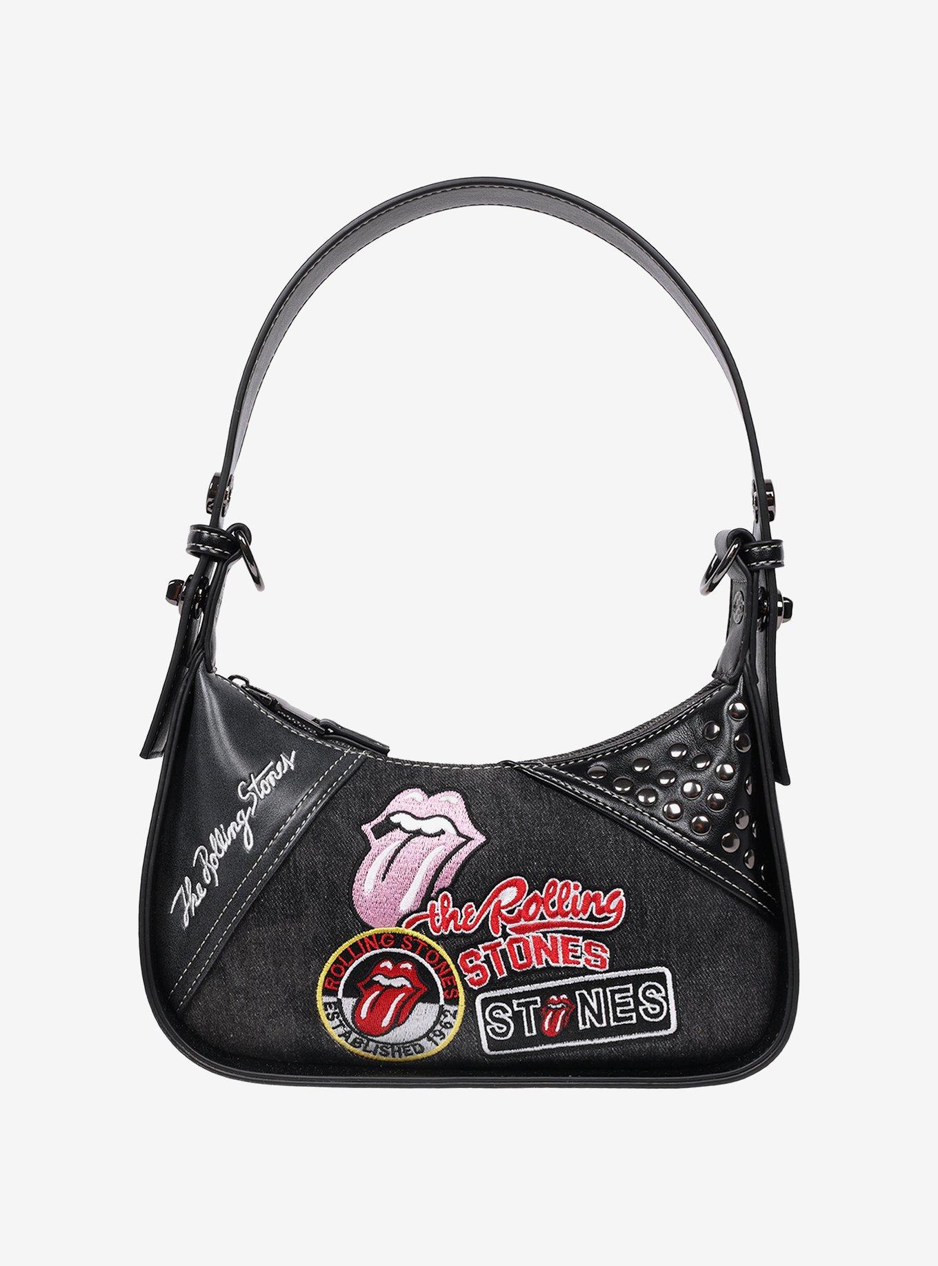 The Rolling Stones Patchwork Black Denim Small Shoulder Bag, , hi-res