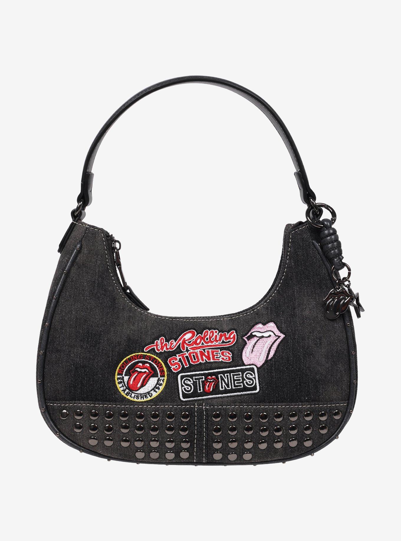 The Rolling Stones Patch Black Denim Small Hobo Bag, , hi-res