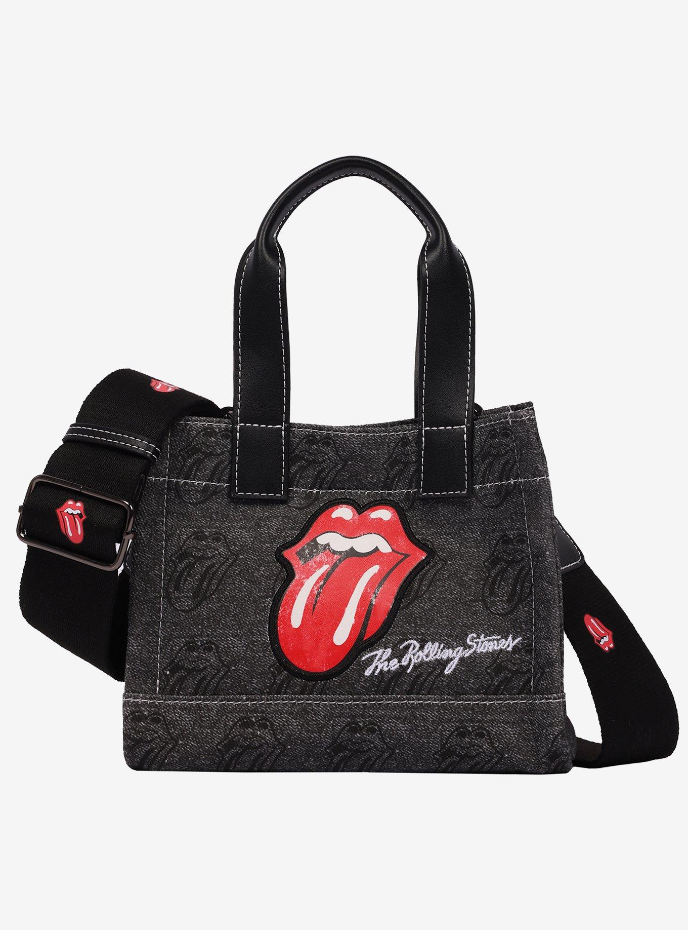 The Rolling Stones Black Denim Mini Tote Bag, , hi-res