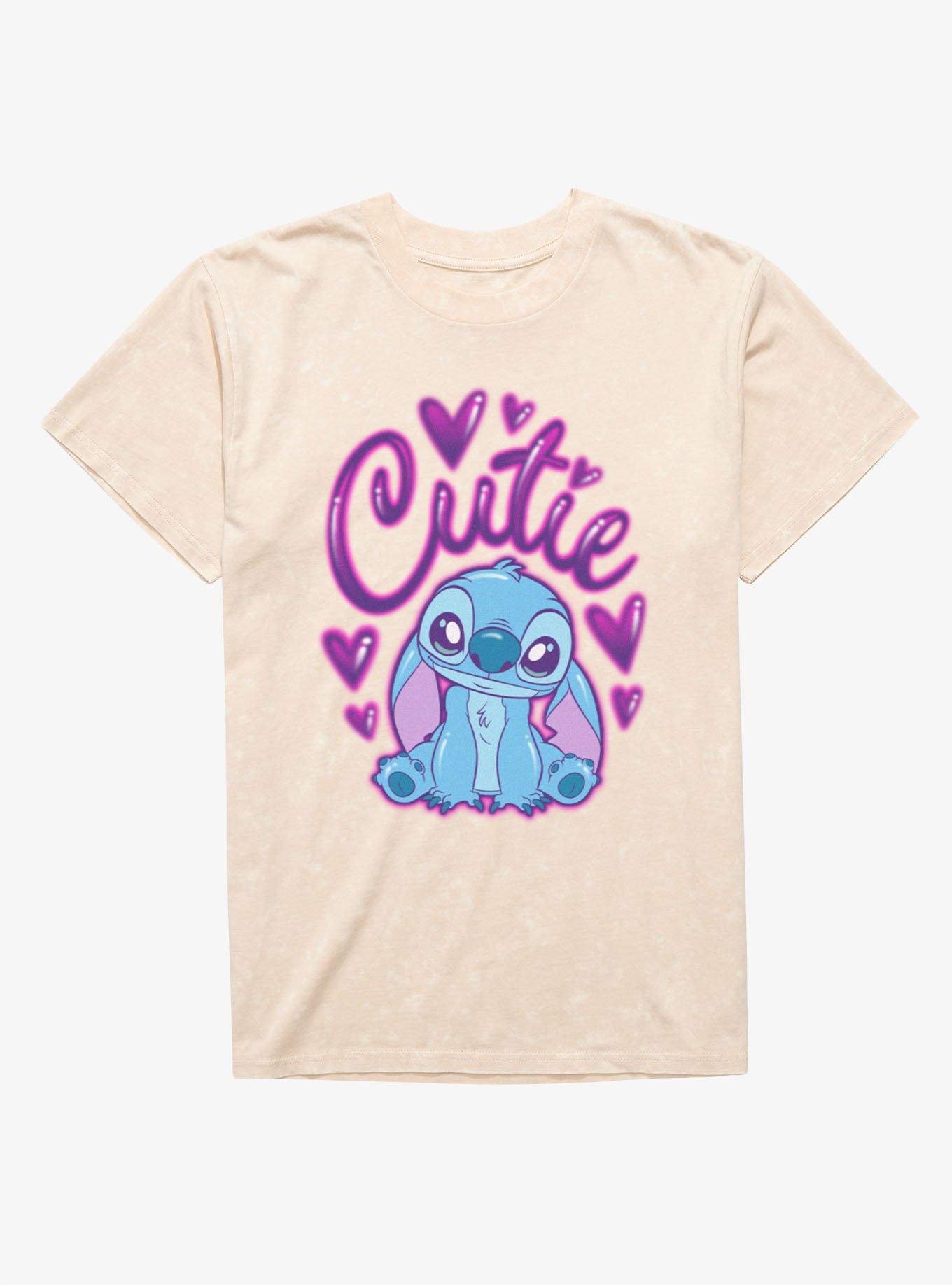 Disney Lilo & Stitch Cutie Heart Spray Paint Mineral Wash T-Shirt, NATURAL MINERAL WASH, hi-res view 1