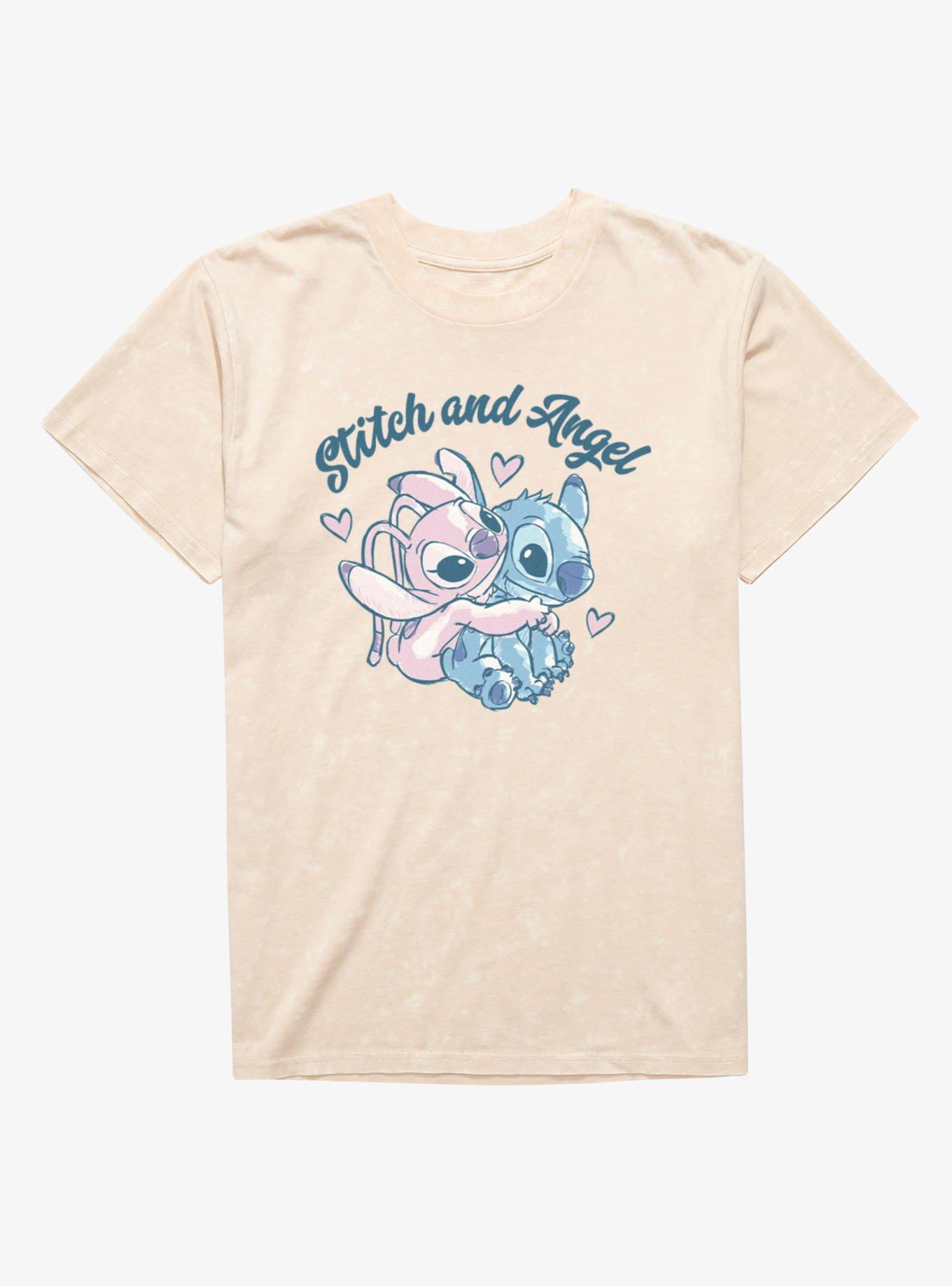 Disney Lilo & Stitch Stitch And Angel Heart Hug Mineral Wash T-Shirt