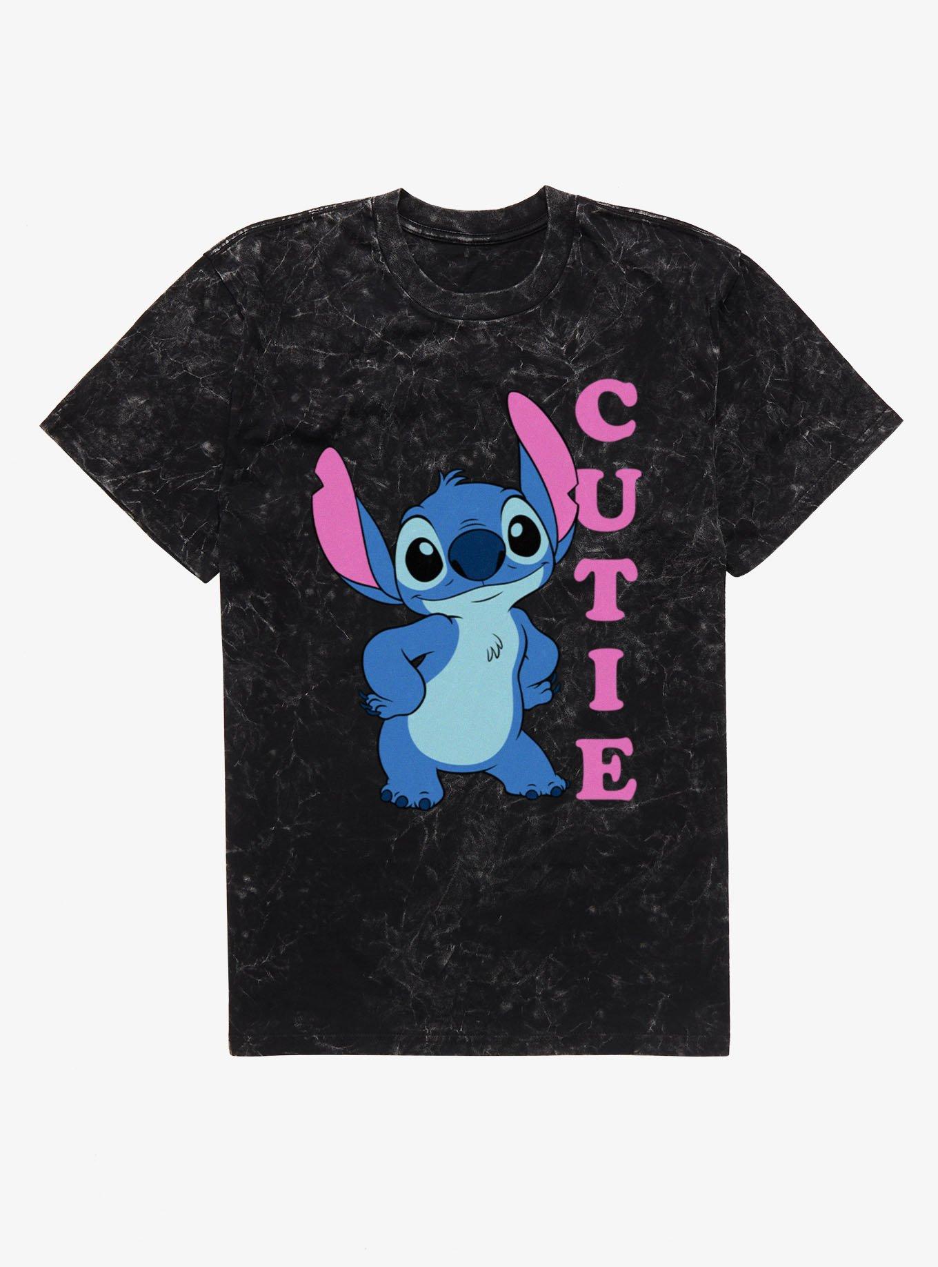Disney Lilo & Stitch Cutie Happy Stance Mineral Wash T-Shirt, BLACK MINERAL WASH, hi-res view 1