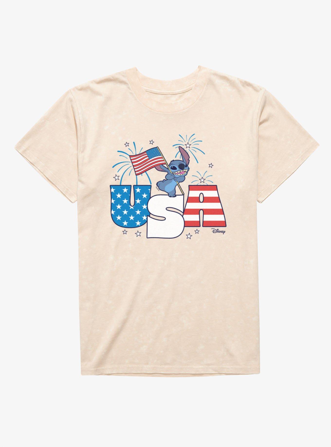 Disney Lilo & Stitch Fireworks 4th Of July Stitch Mineral Wash T-Shirt