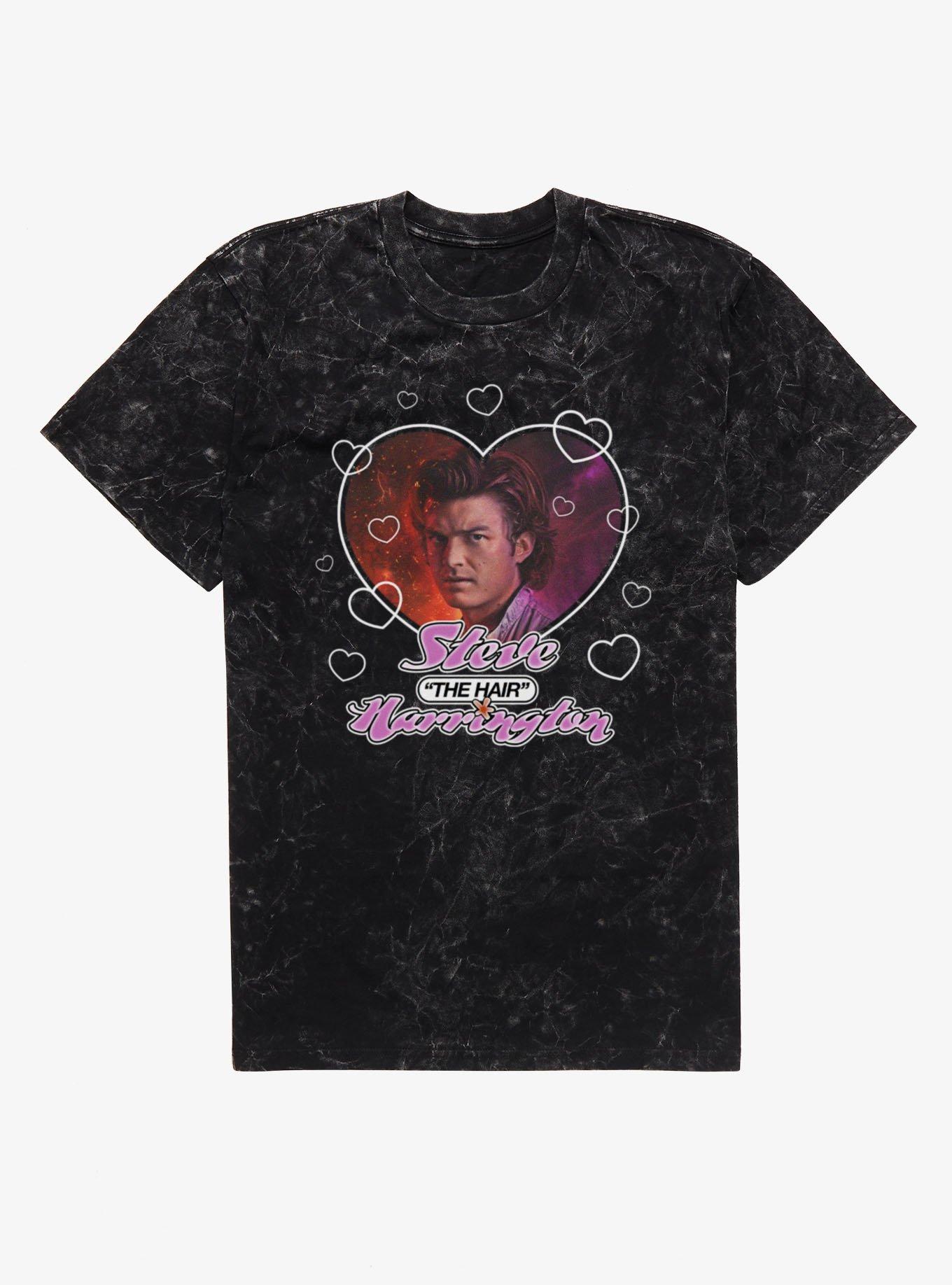 Stranger Things Steve The Hair Harrington Heart Throb Mineral Wash T-Shirt, , hi-res