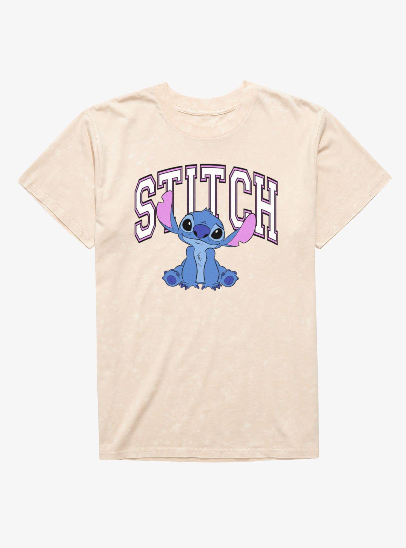 Disney Lilo & Stitch Collegiate Letters Mineral Wash T-Shirt, NATURAL MINERAL WASH, hi-res view 1