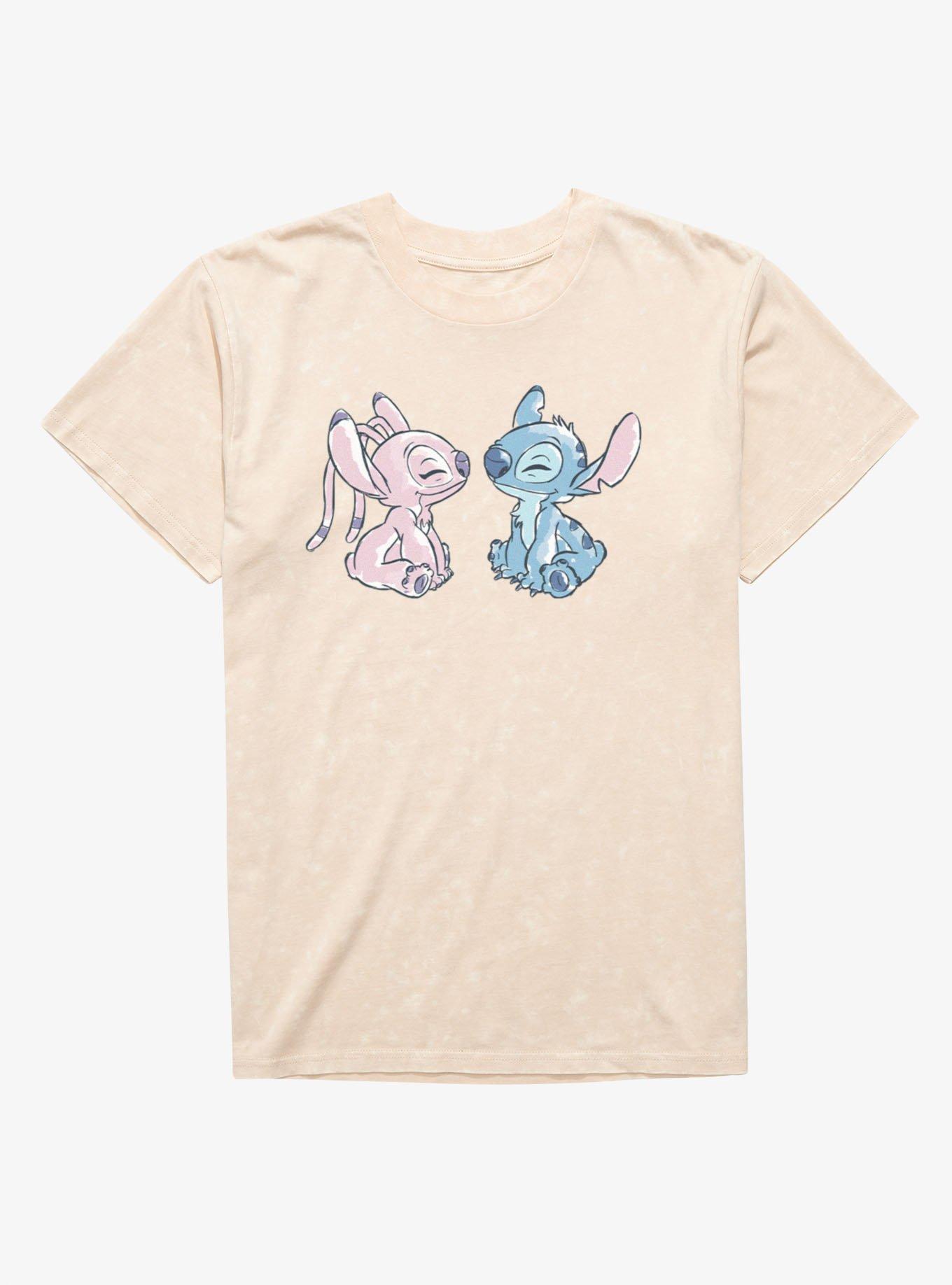 Disney Lilo & Stitch Angel And Stitch Cute Love Mineral Wash T-Shirt, , hi-res