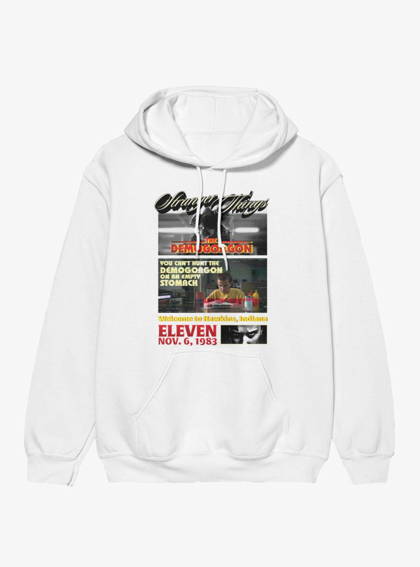 Stranger Things Can't Hunt On Empty Stomach Panels Demogorgon & Eleven Hoodie, , hi-res