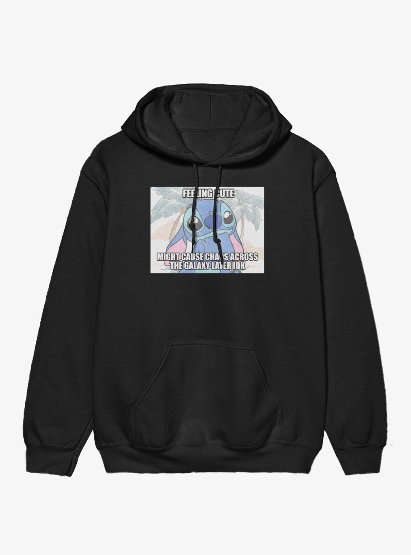 Disney Lilo & Stitch Feeling Cute Might Cause Chaos Meme Hoodie, , hi-res view 1