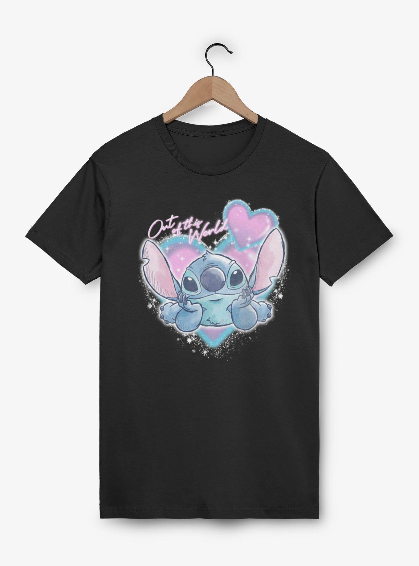 Disney Lilo & Stitch Out Of This World Spray Paint Heart T-Shirt, BLACK, hi-res view 1