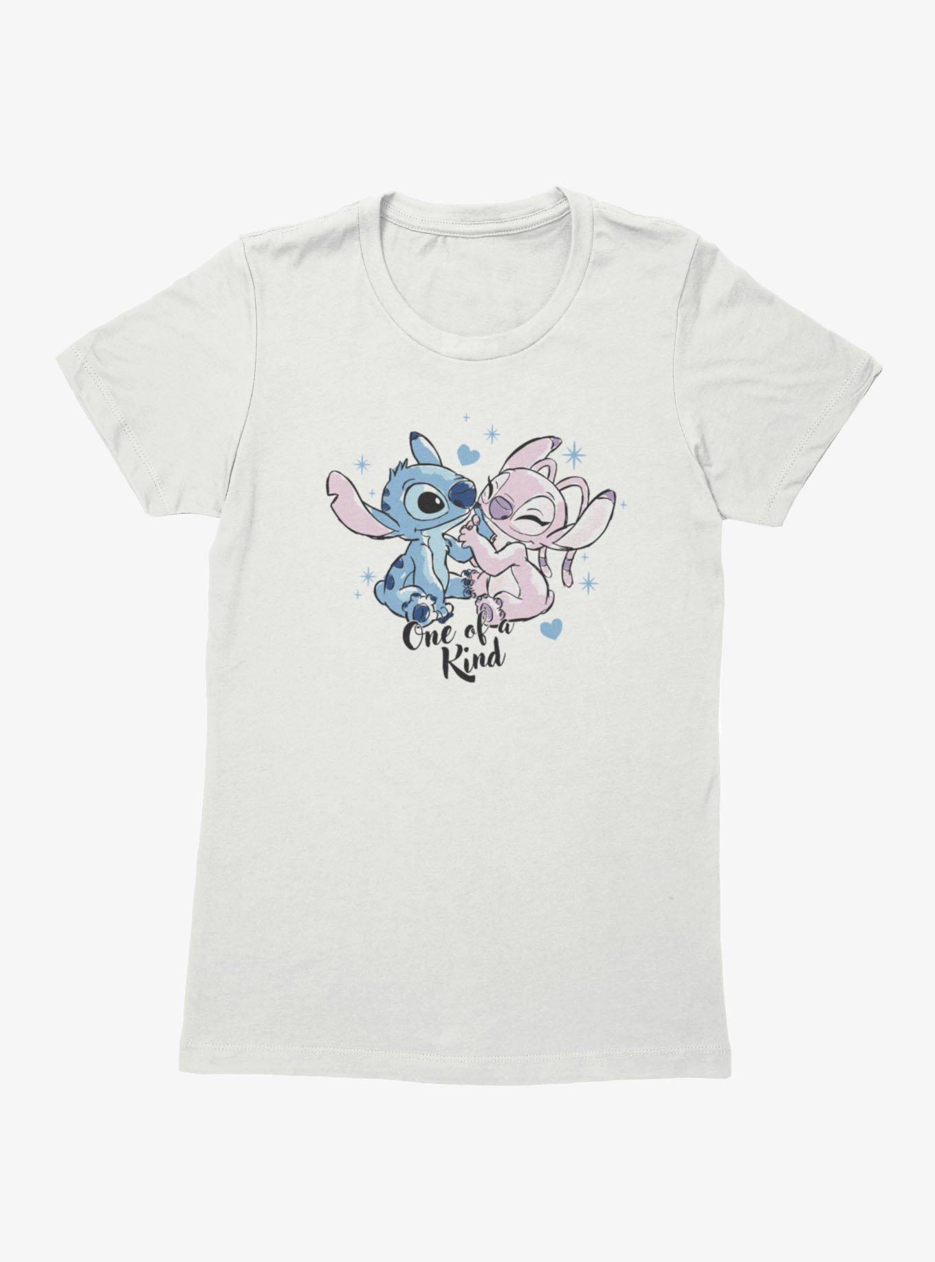 Disney Lilo & Stitch One Of A Kind Hand Hold Angel And Stitch Womens T-Shirt