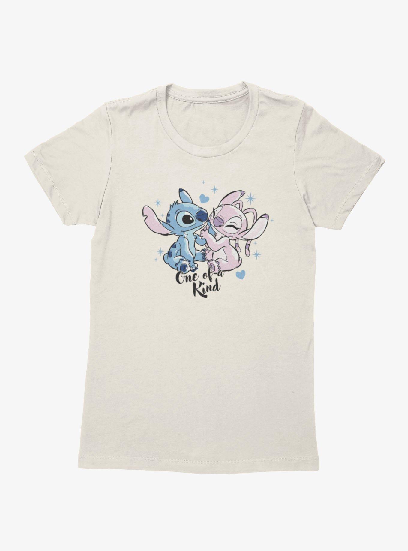 Disney Lilo & Stitch One Of A Kind Hand Hold Angel And Stitch Womens T-Shirt