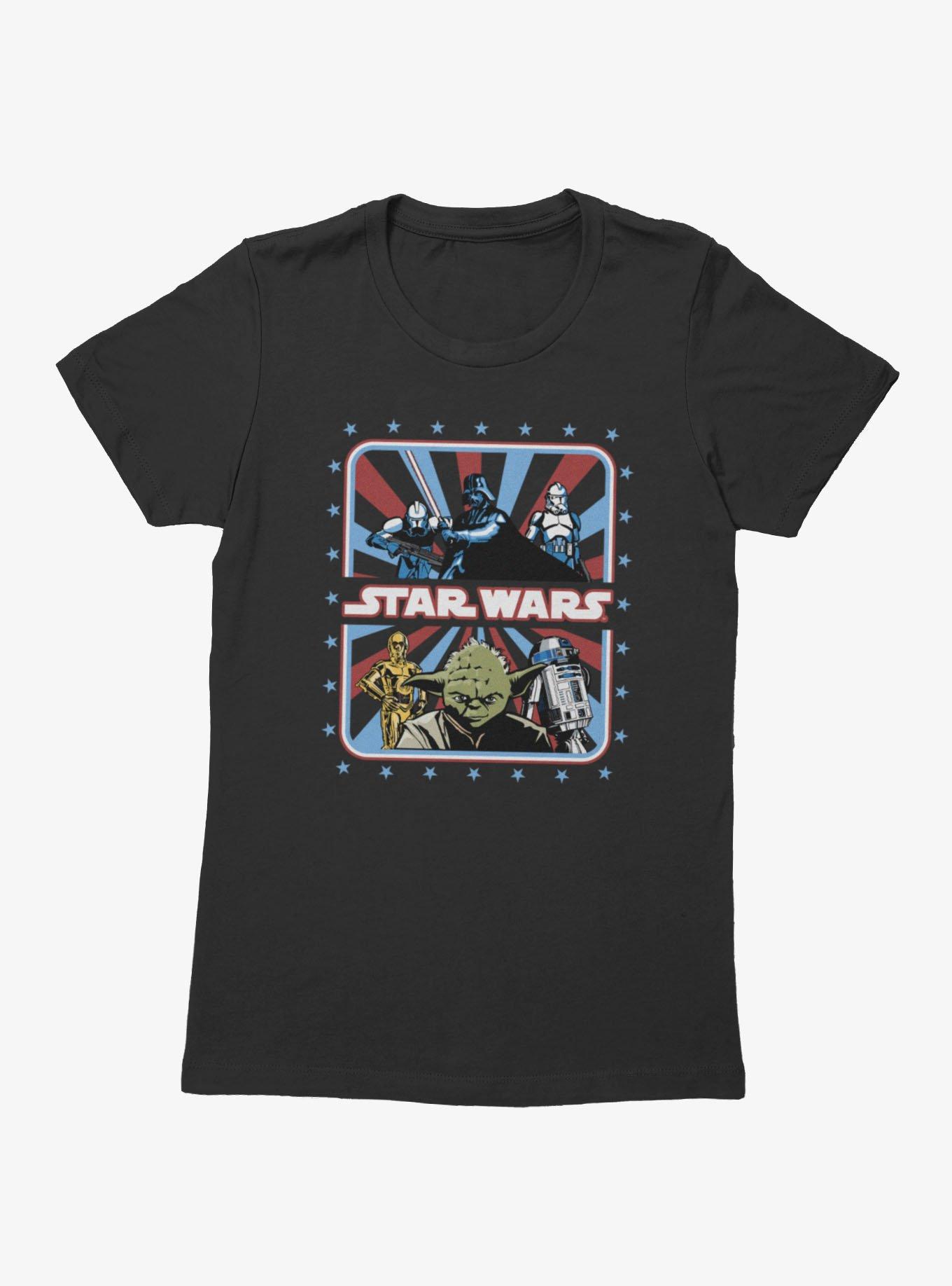 Star Wars Stars All Around Stars & Stripes Womens T-Shirt, BLACK, hi-res view 1