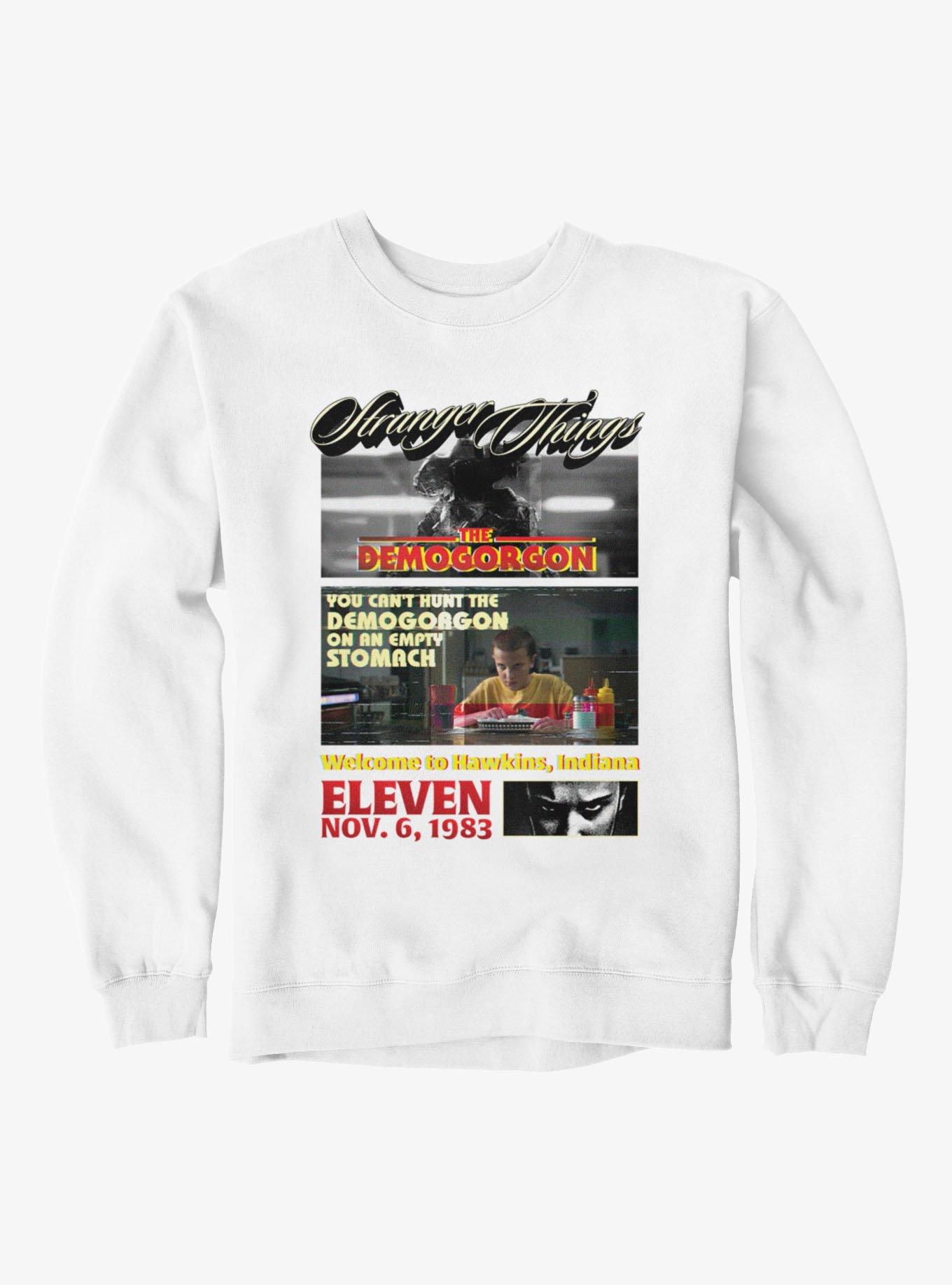 Stranger Things Can't Hunt On Empty Stomach Panels Demogorgon & Eleven Sweatshirt, , hi-res
