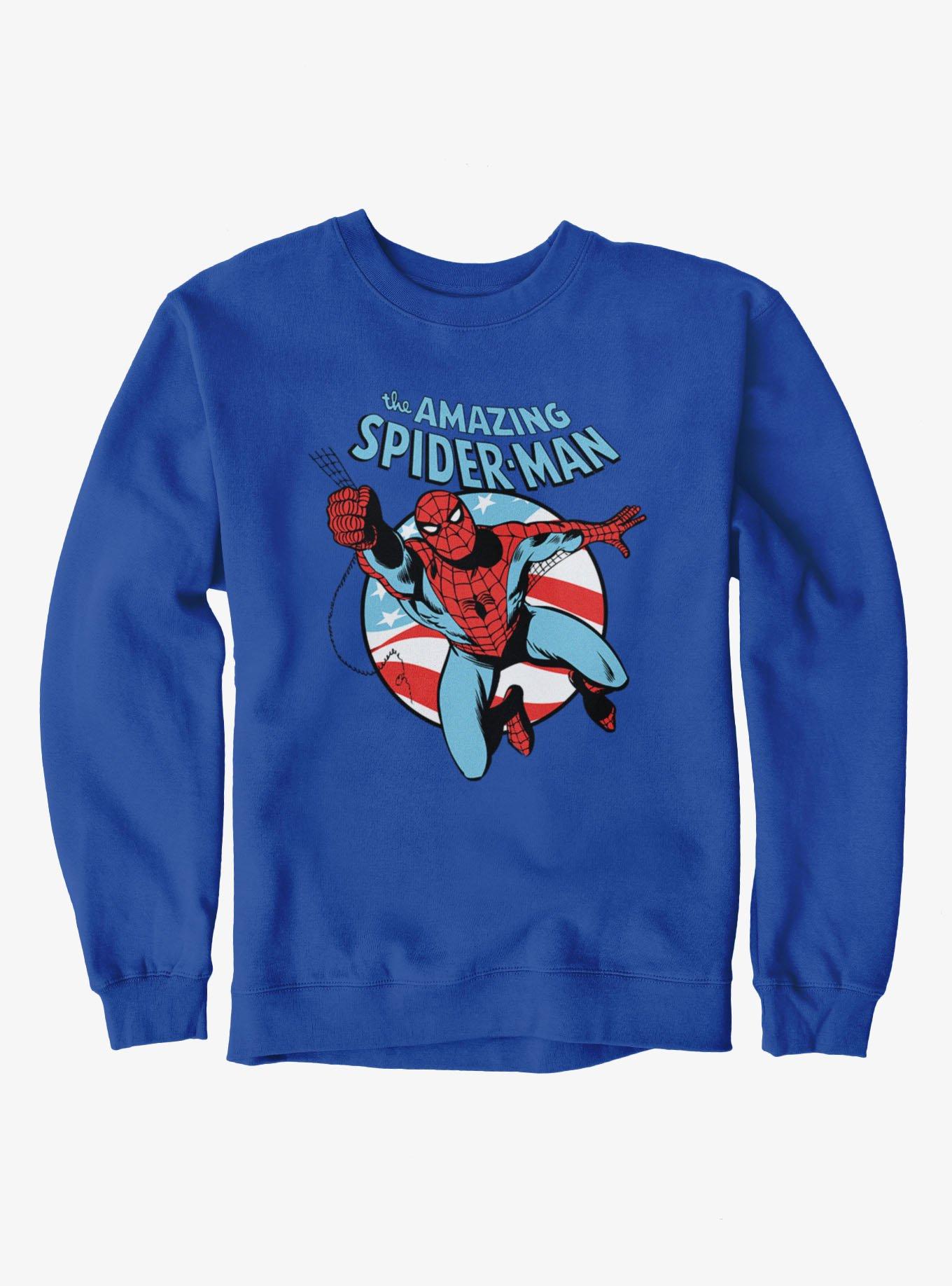 Marvel The Amazing Spider-Man Retro Swinging Flag Circle Sweatshirt, , hi-res