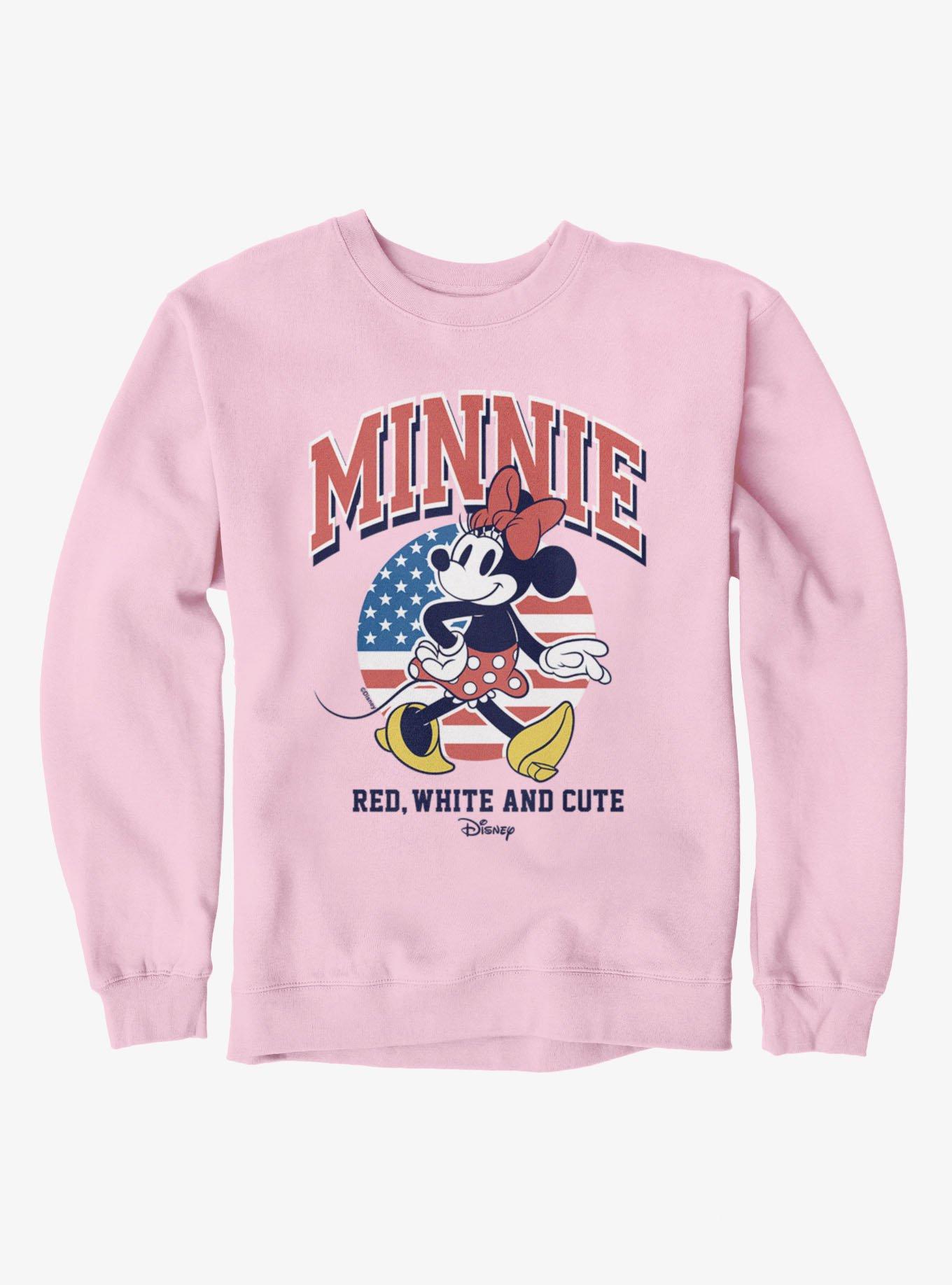 Disney Minnie Mouse Red White And Cute Cool Retro Pose 4th Of July Sweatshirt, , hi-res
