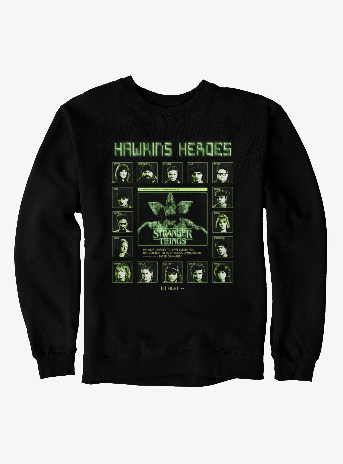 Stranger Things Hawkins Heroes Fight Screen Characters Sweatshirt, , hi-res
