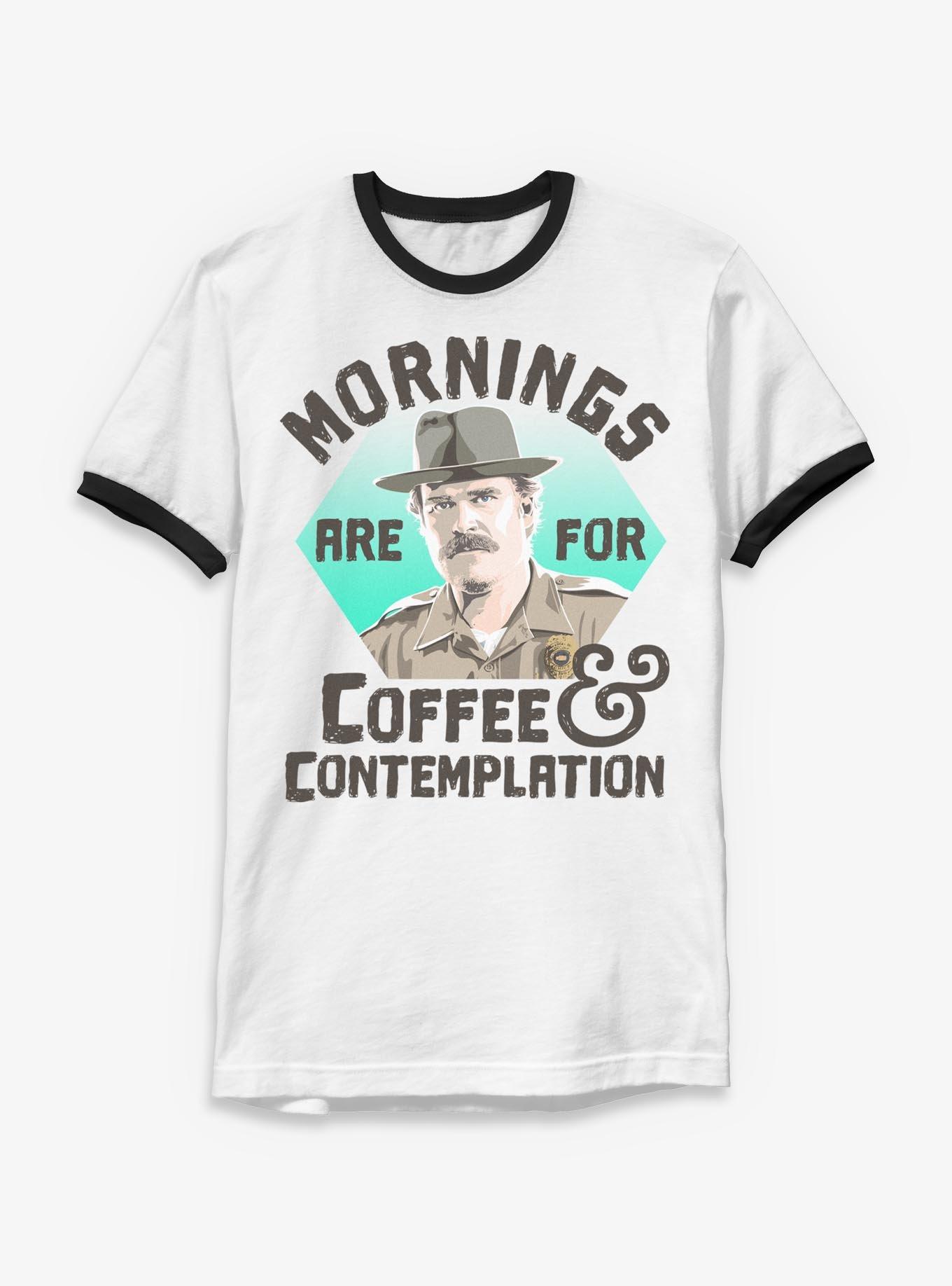 Stranger Things Hopper Coffee Morning Ringer T-Shirt, , hi-res