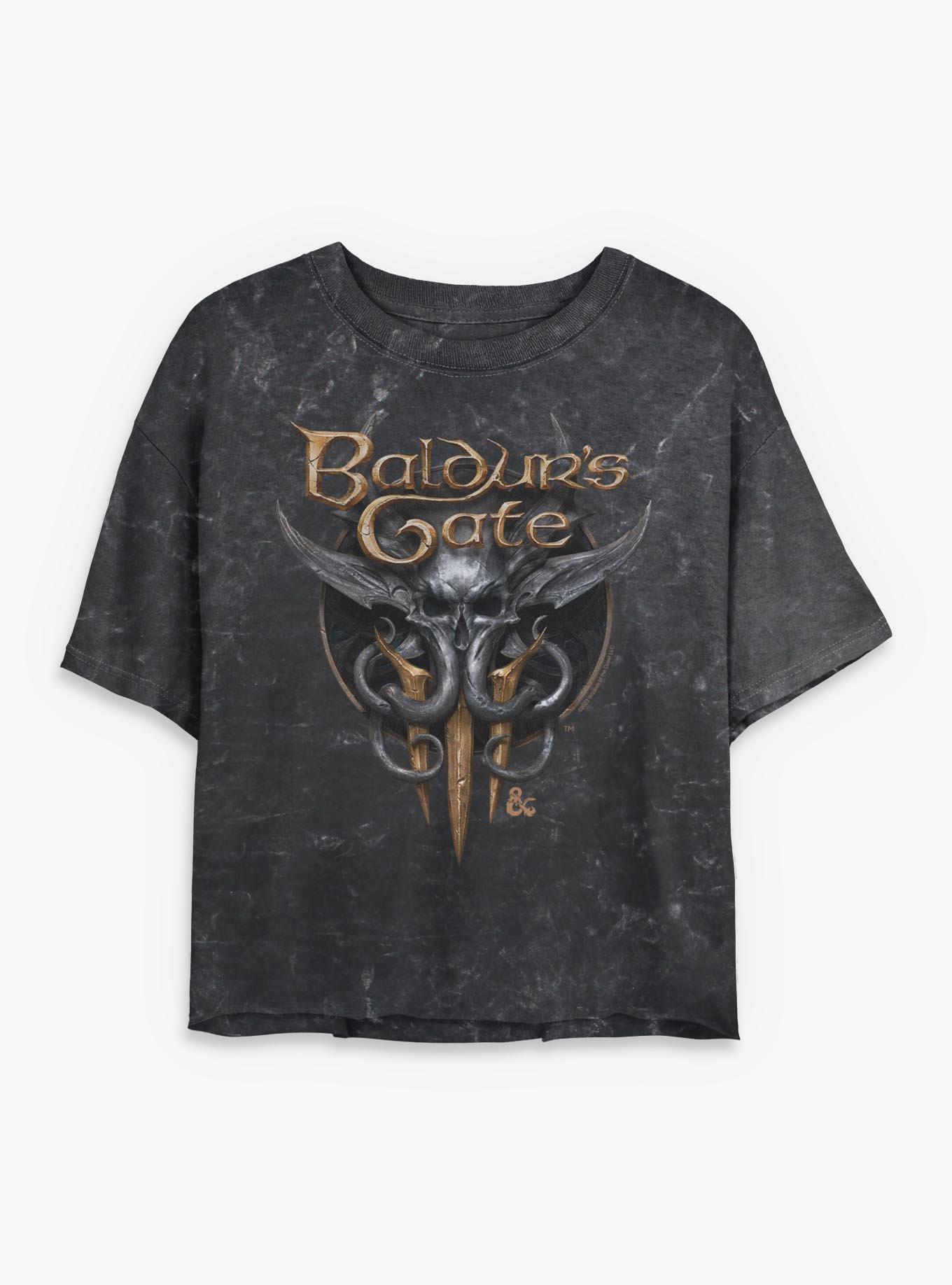 Dungeons & Dragons Baldurs Gate Logo Girls Mineral Wash Crop T-Shirt, , hi-res