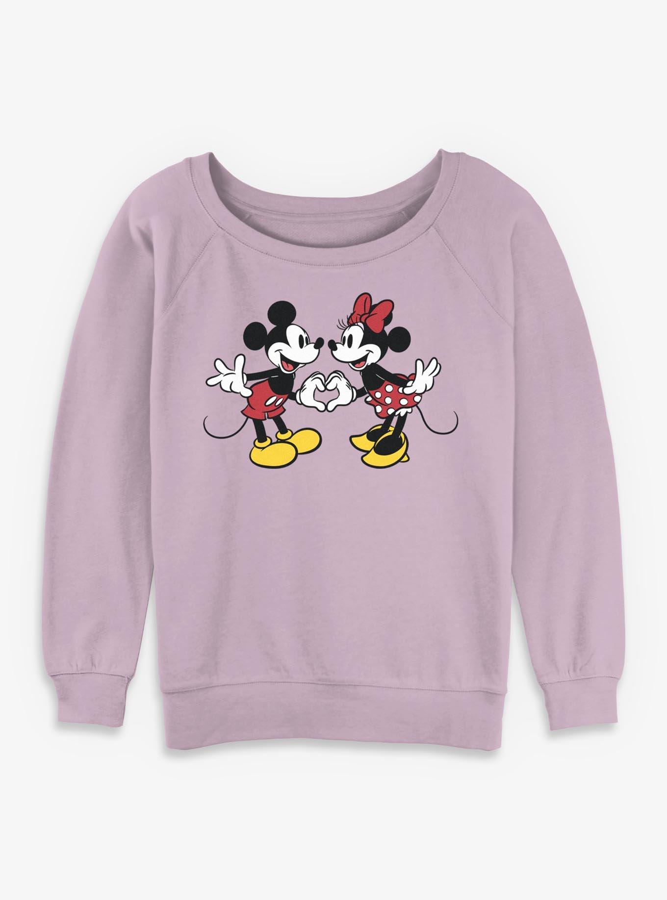 Disney Mickey Mouse and Minnie Mouse Heart Girls Slouchy Sweatshirt, , hi-res