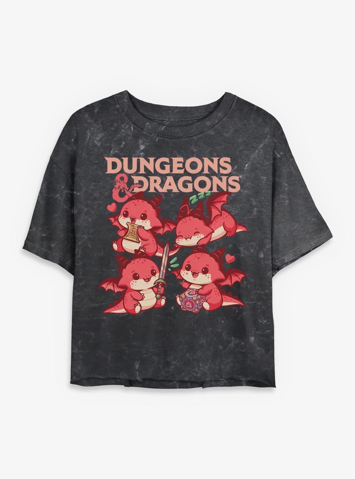 Dungeons & Dragons Cute Dragons Girls Mineral Wash Crop T-Shirt, , hi-res