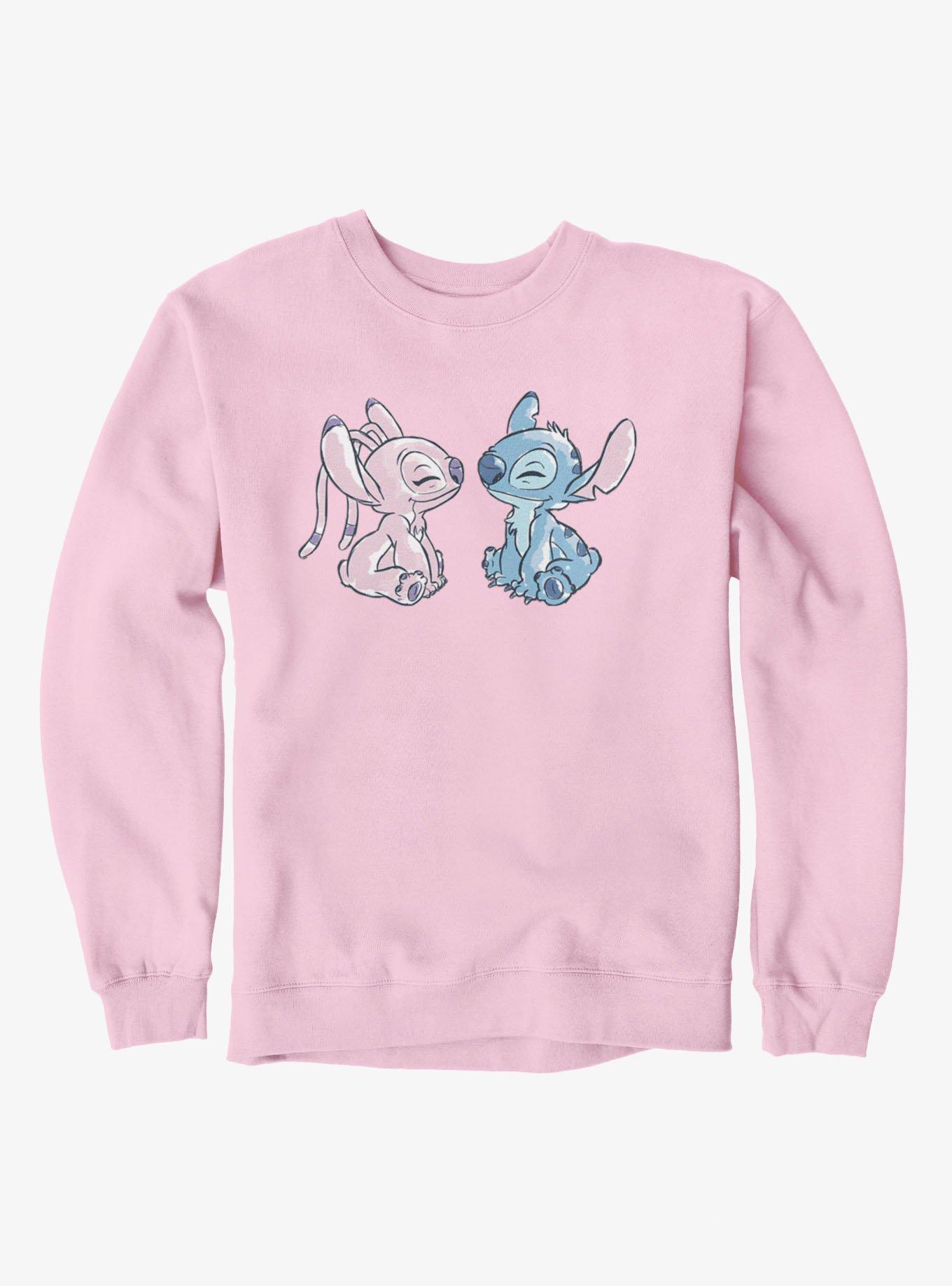 Disney Lilo & Stitch Angel And Stitch Cute Love Sweatshirt, LIGHT PINK, hi-res view 1