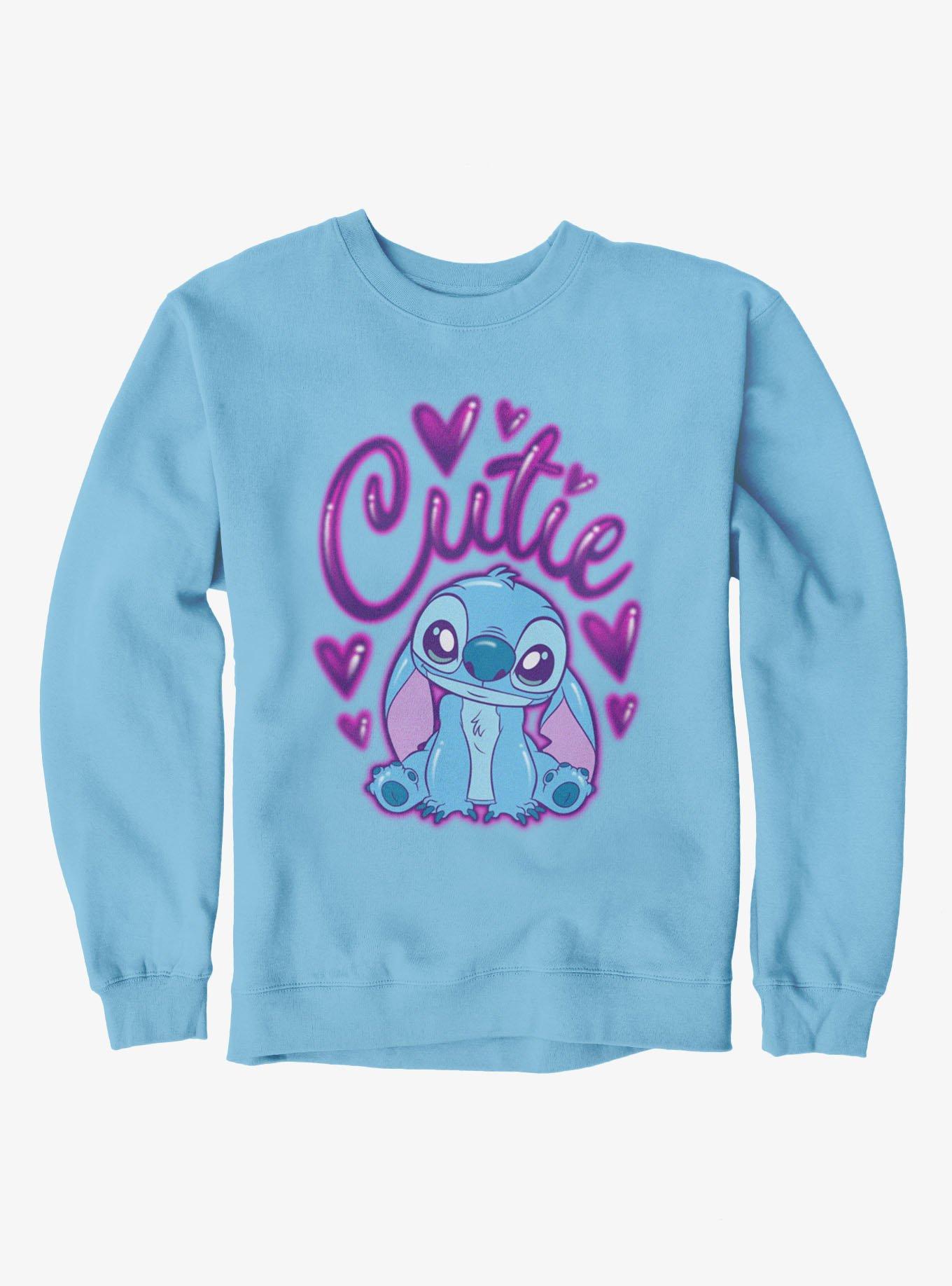 Disney Lilo & Stitch Cutie Heart Spray Paint Sweatshirt, LIGHT BLUE, hi-res view 1