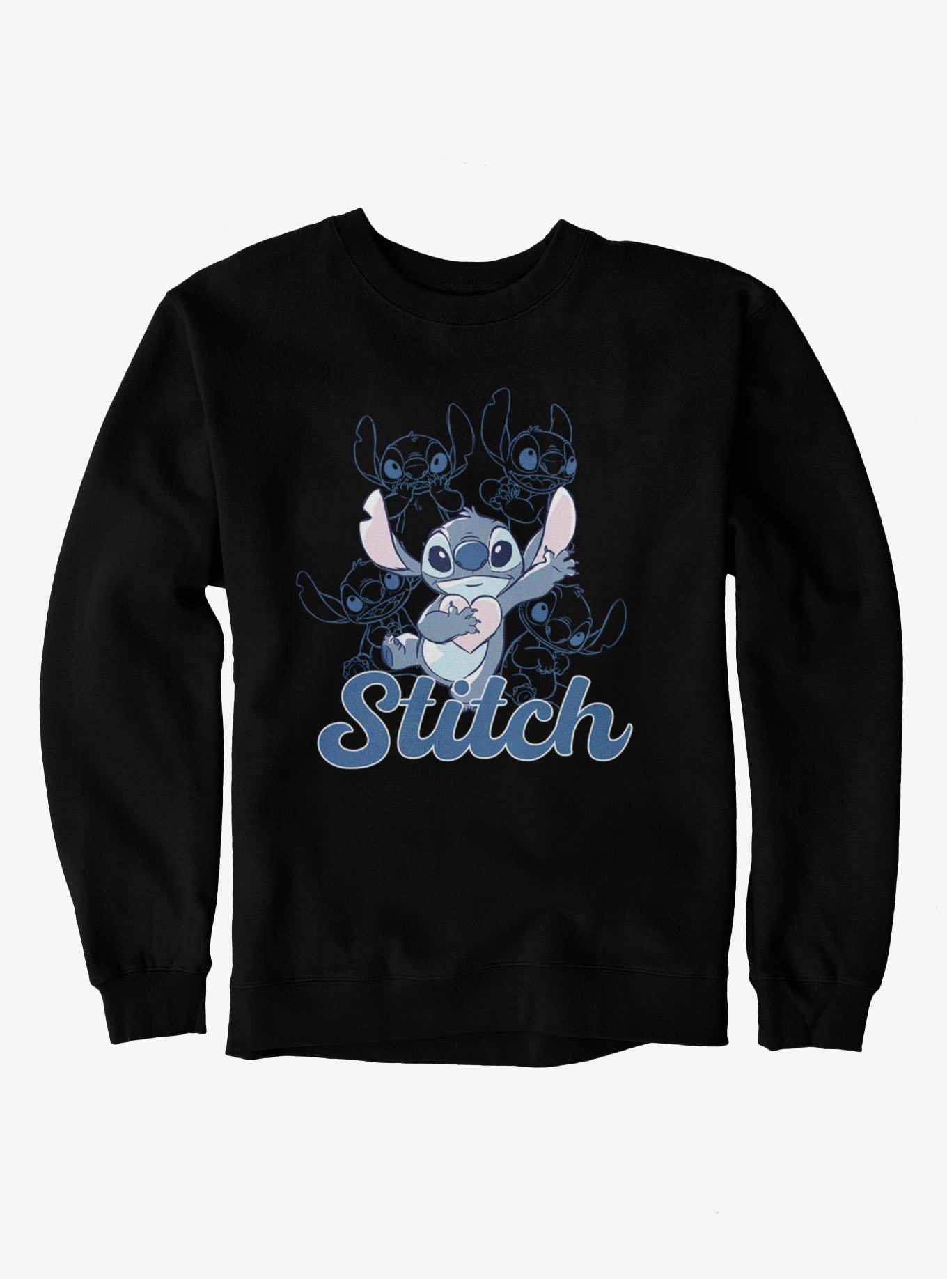 Disney Lilo & Stitch Hold Heart Sketches Sweatshirt, BLACK, hi-res view 1