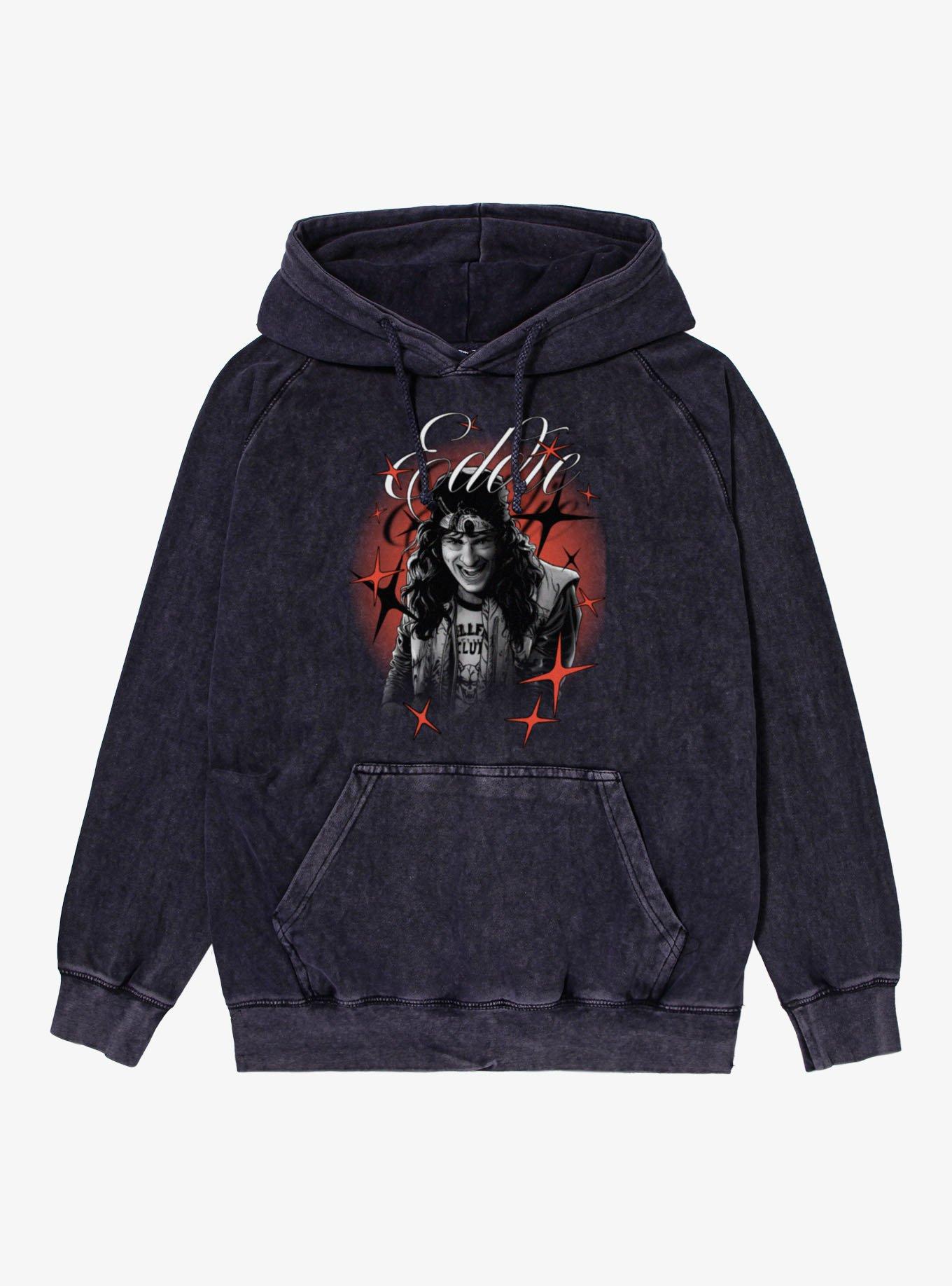 Stranger Things Eddie Stars Deawn Portrait Vintage Mineral Washed Hoodie, , hi-res