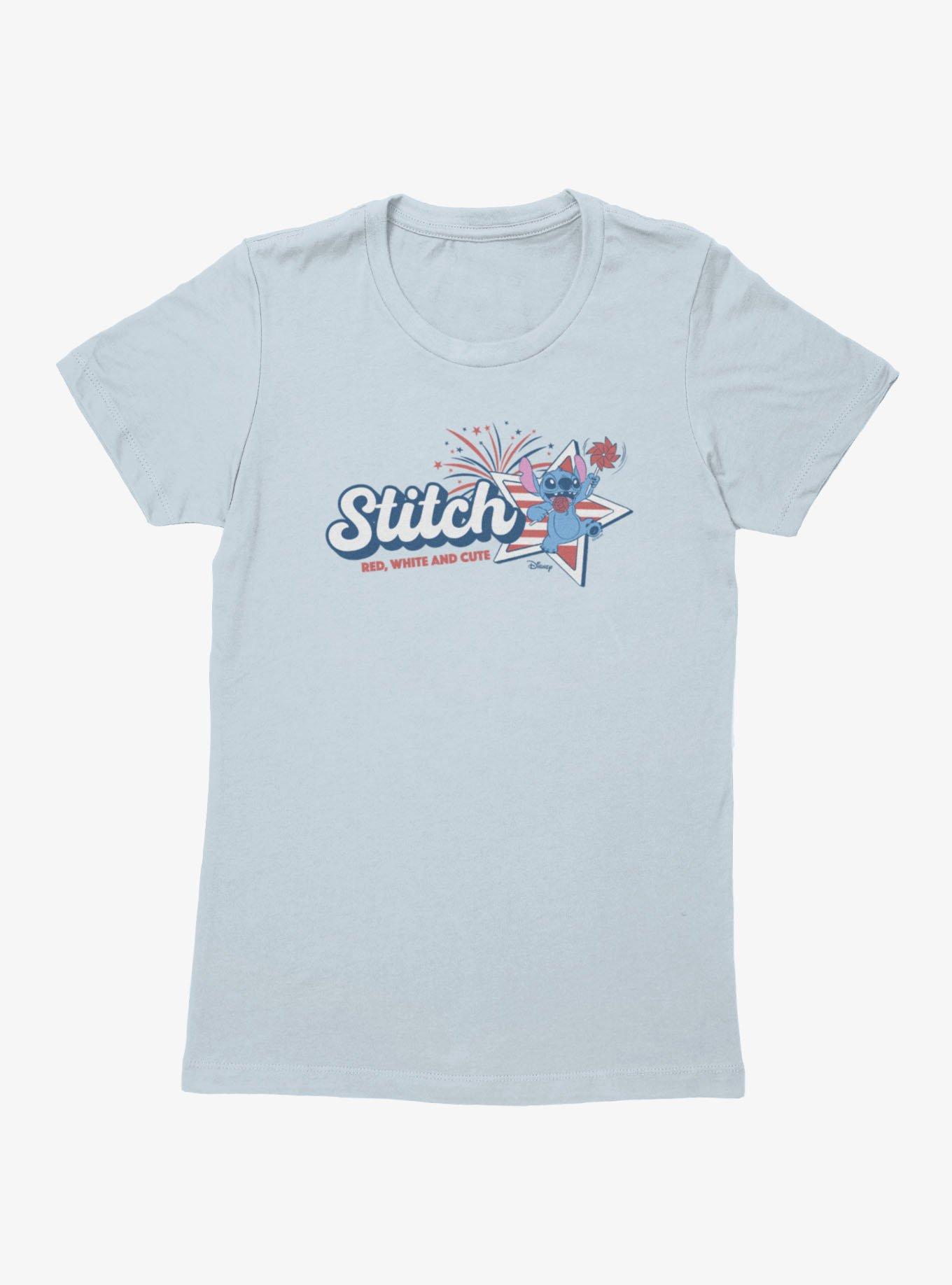 Disney Lilo & Stitch Red White Cute 4th Of July Stitch Womens T-Shirt, , hi-res