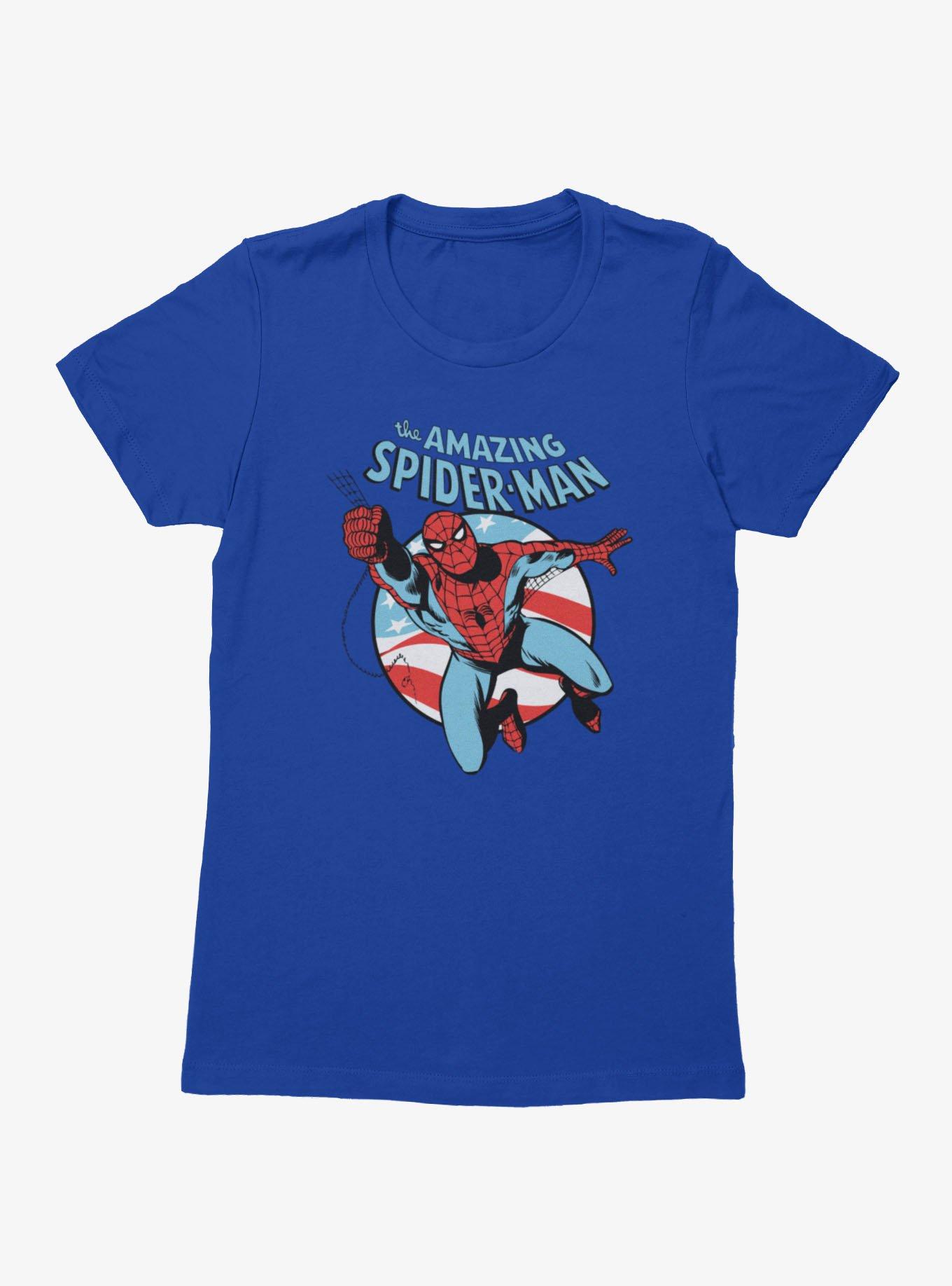 Marvel The Amazing Spider-Man Retro Swinging Flag Circle Womens T-Shirt, , hi-res