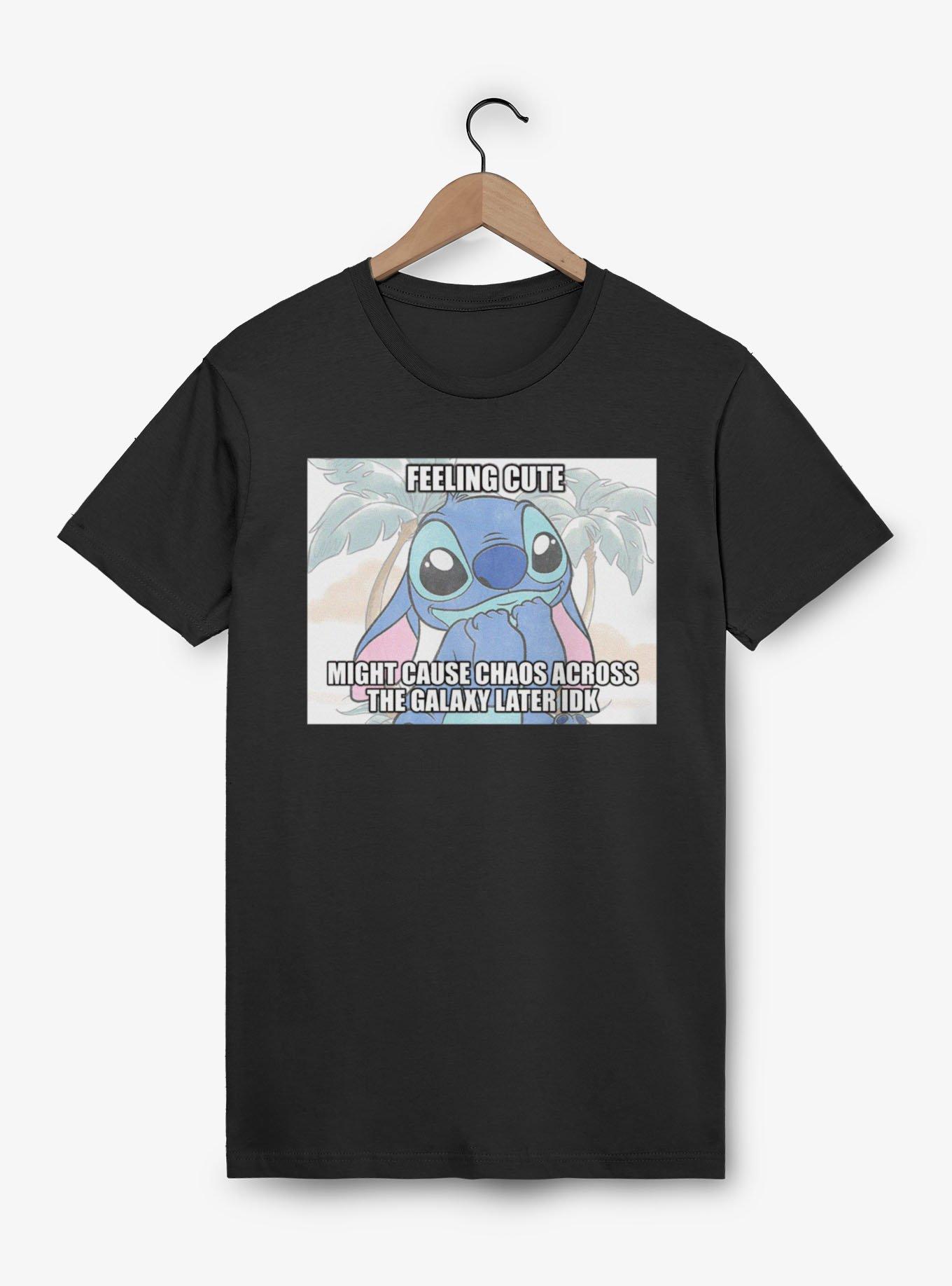 Disney Lilo & Stitch Feeling Cute Might Cause Chaos Meme T-Shirt, , hi-res