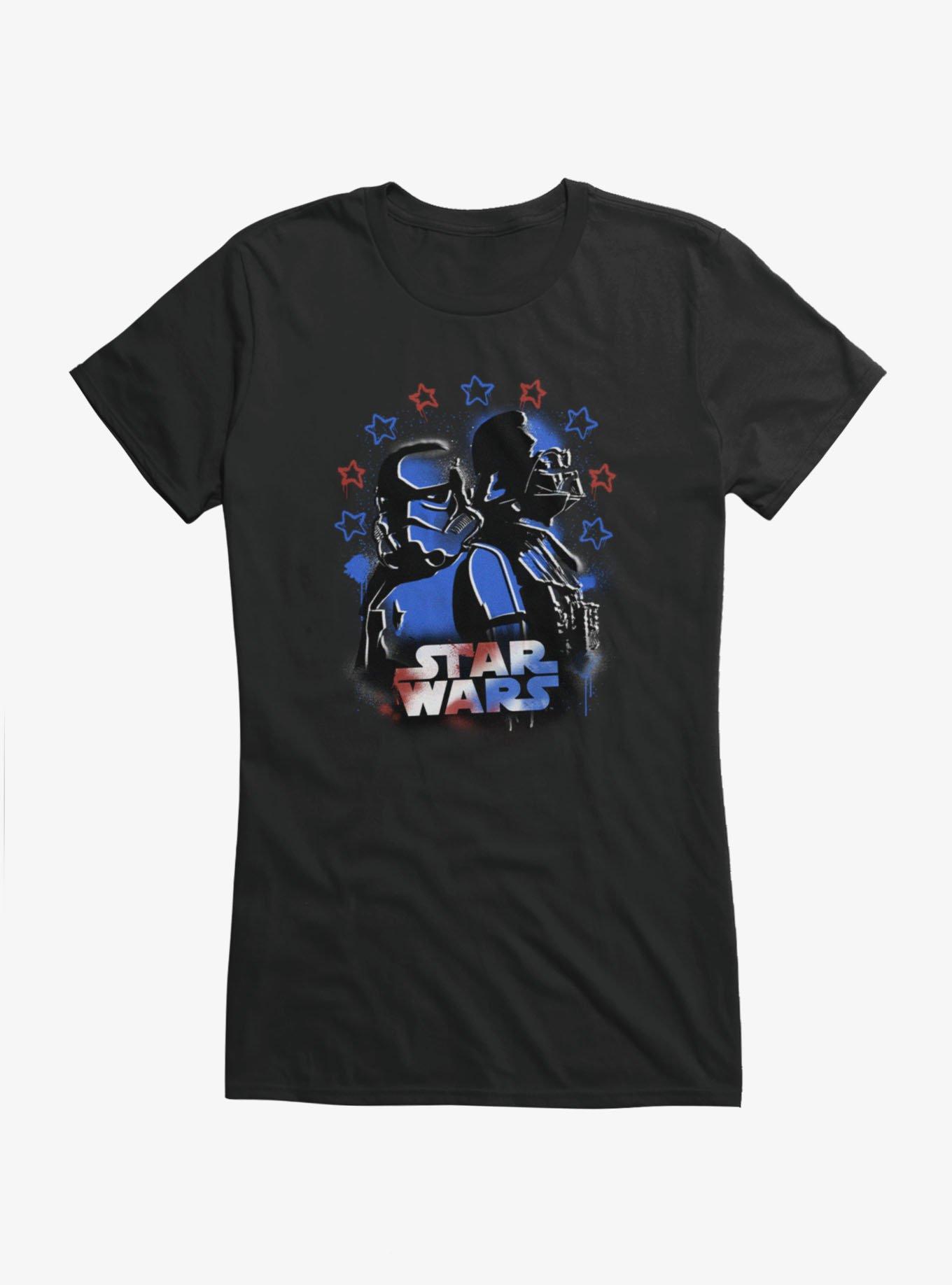 Star Wars Vader And Stromtrooper Patriotic Stencil Girls T-Shirt, , hi-res