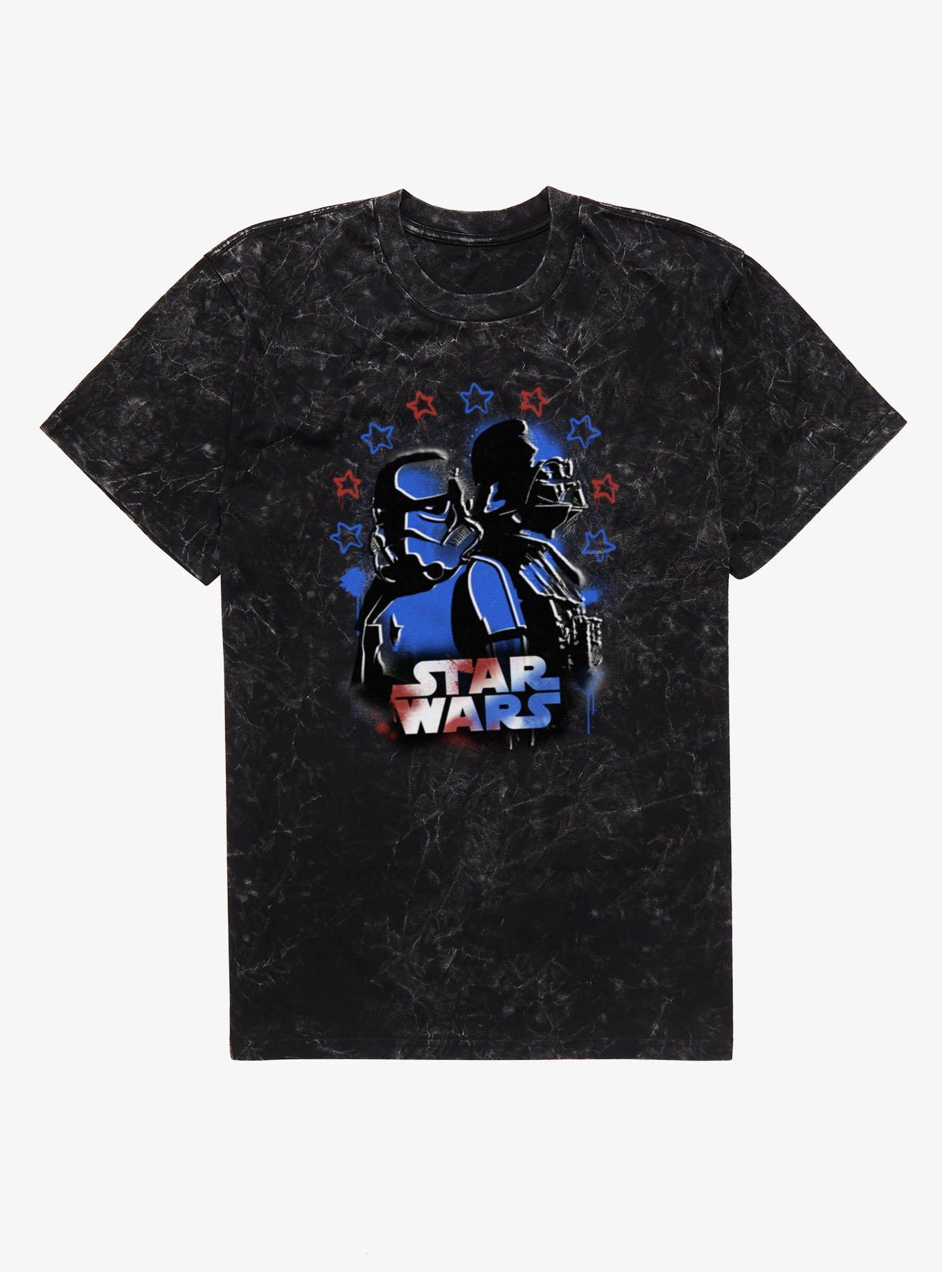 Star Wars Vader And Stromtrooper Patriotic Stencil Mineral Wash T-Shirt, , hi-res