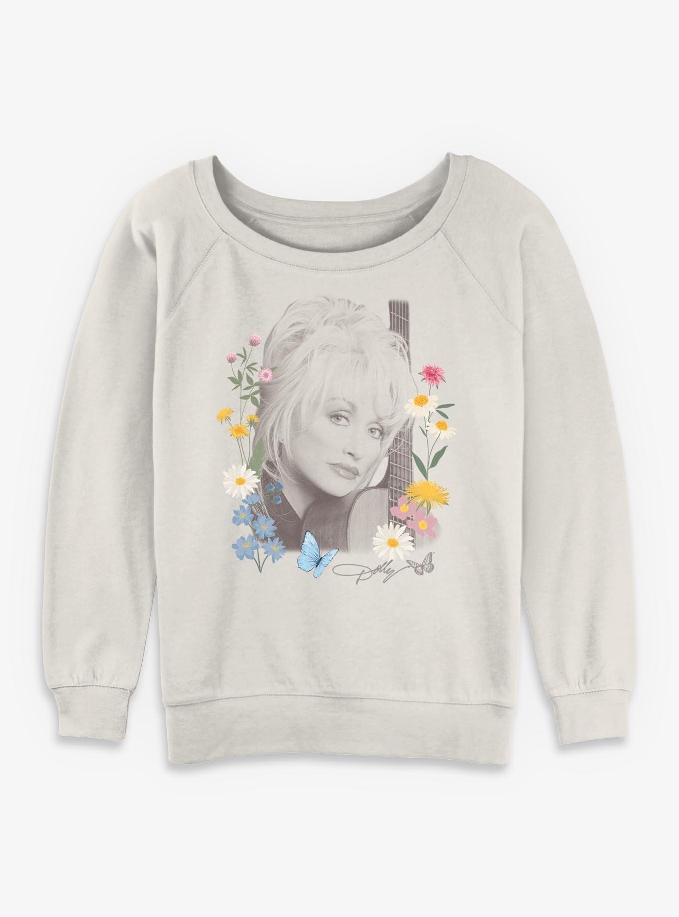 Dolly Parton Wildflowers Portrait Girls Slouchy Sweatshirt, , hi-res