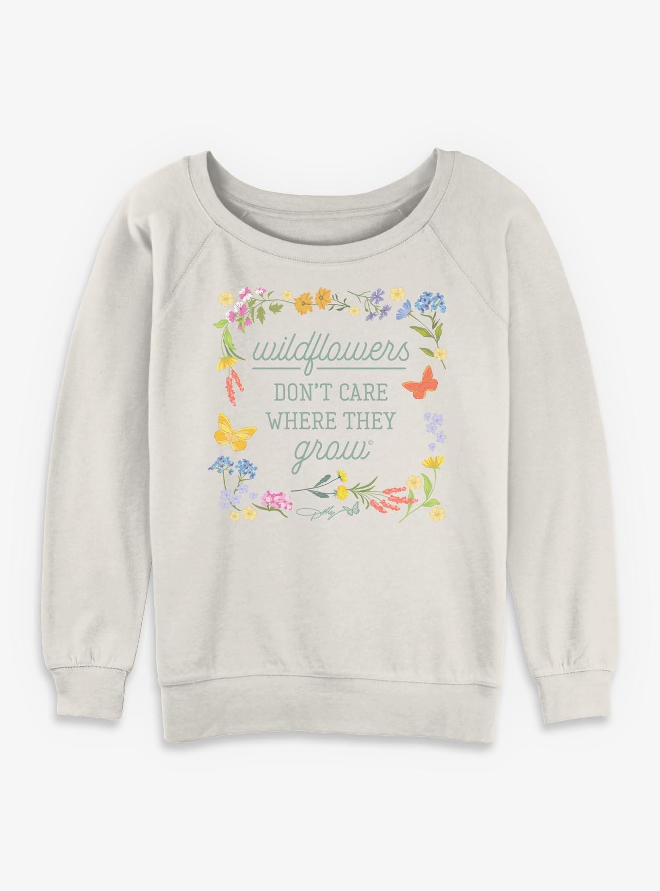 Dolly Parton Wildflowers Don't Care Girls Slouchy Sweatshirt, , hi-res