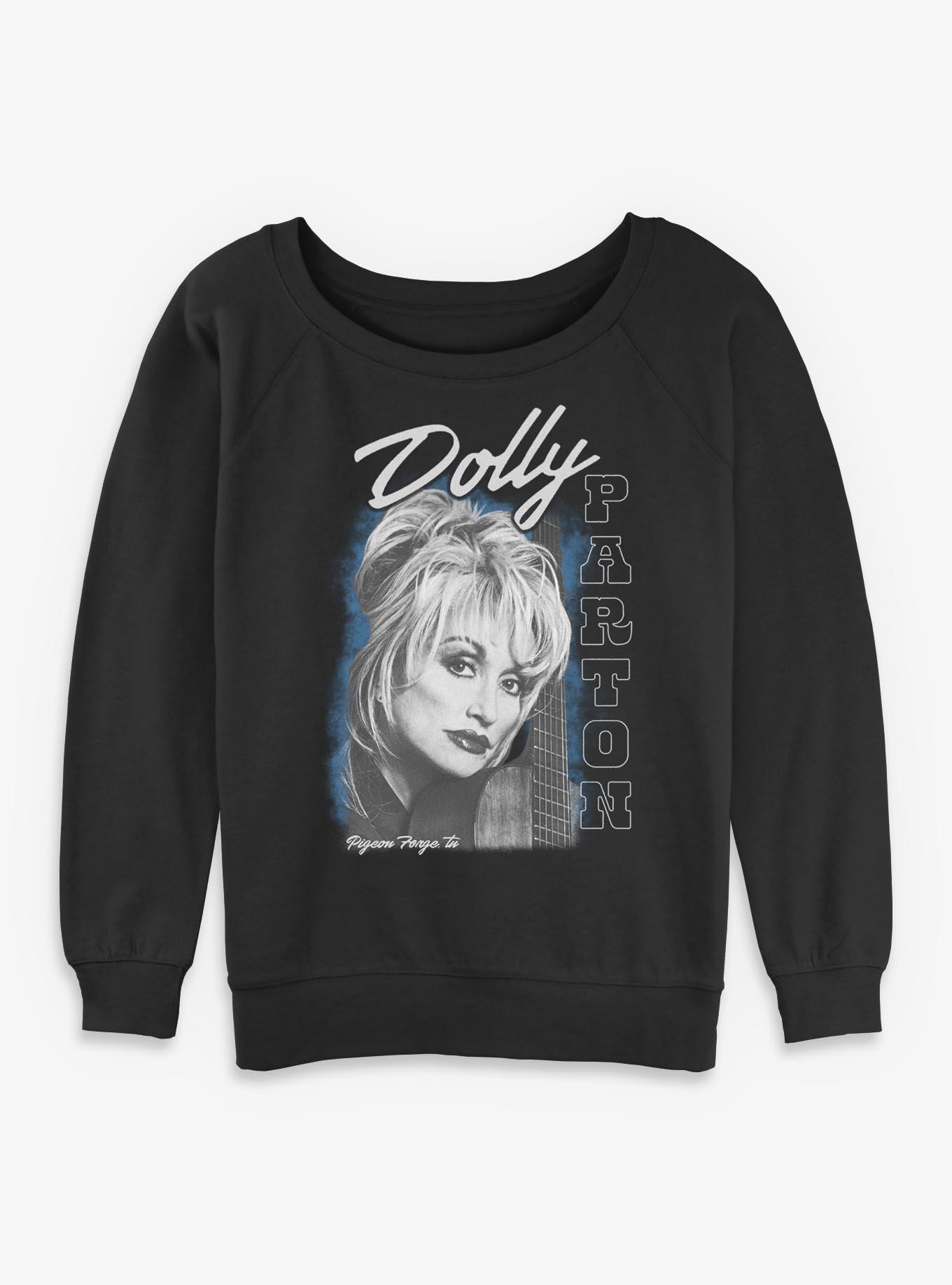 Dolly Parton Guitar Portrait Girls Slouchy Sweatshirt, , hi-res