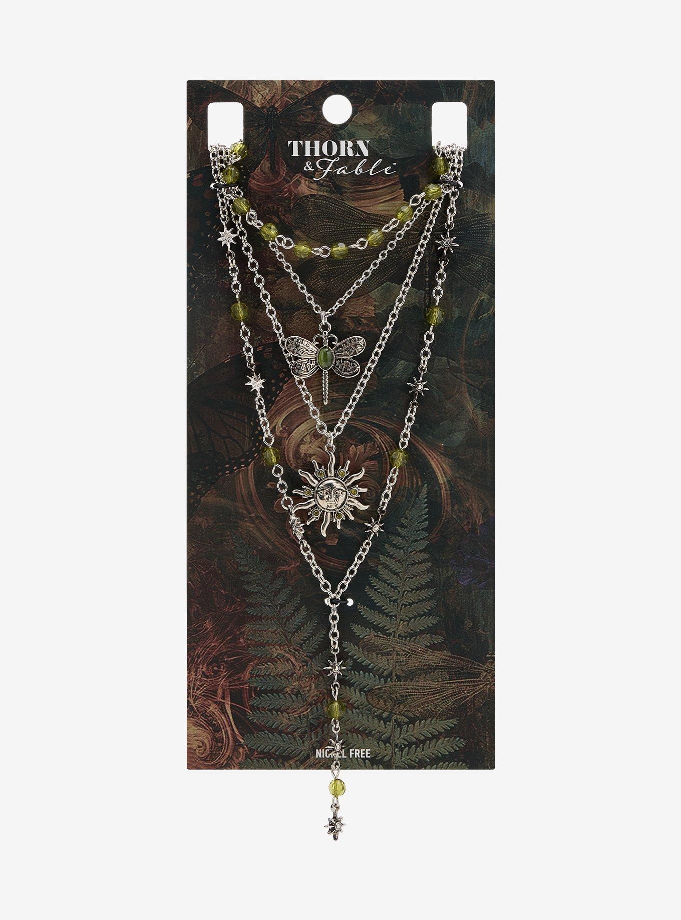 Thorn & Fable Dragonfly Sun Green Necklace Set
