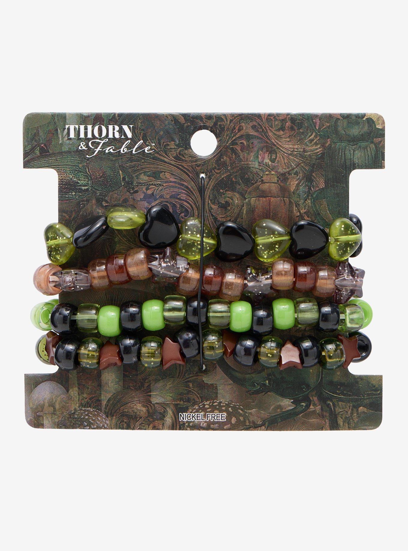 Thorn & Fable Green & Brown Bead Bracelet Set