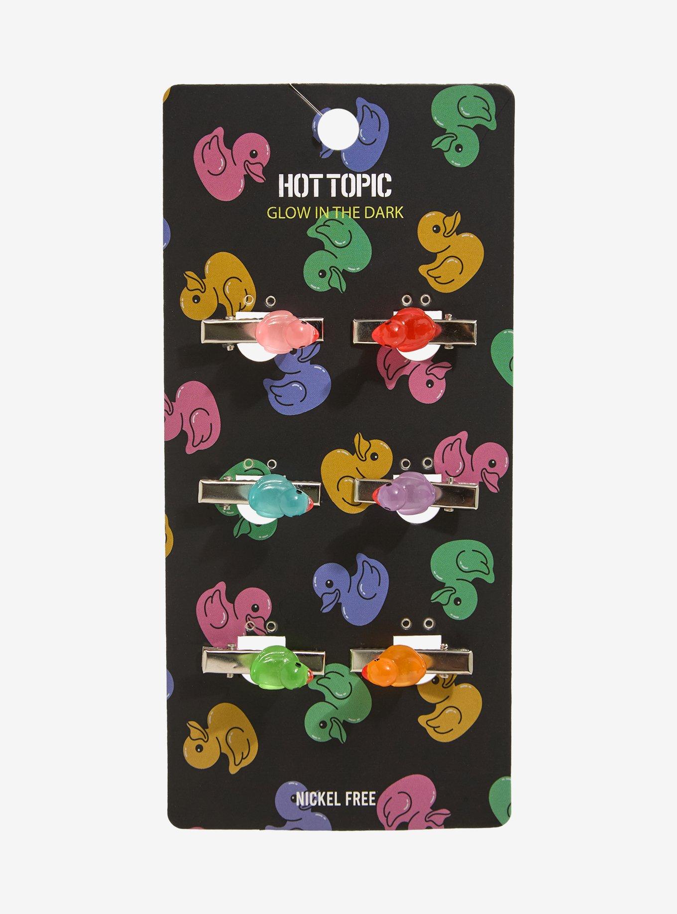 Multicolor Glow-In-The-Dark Rubber Duck Hair Clip Set