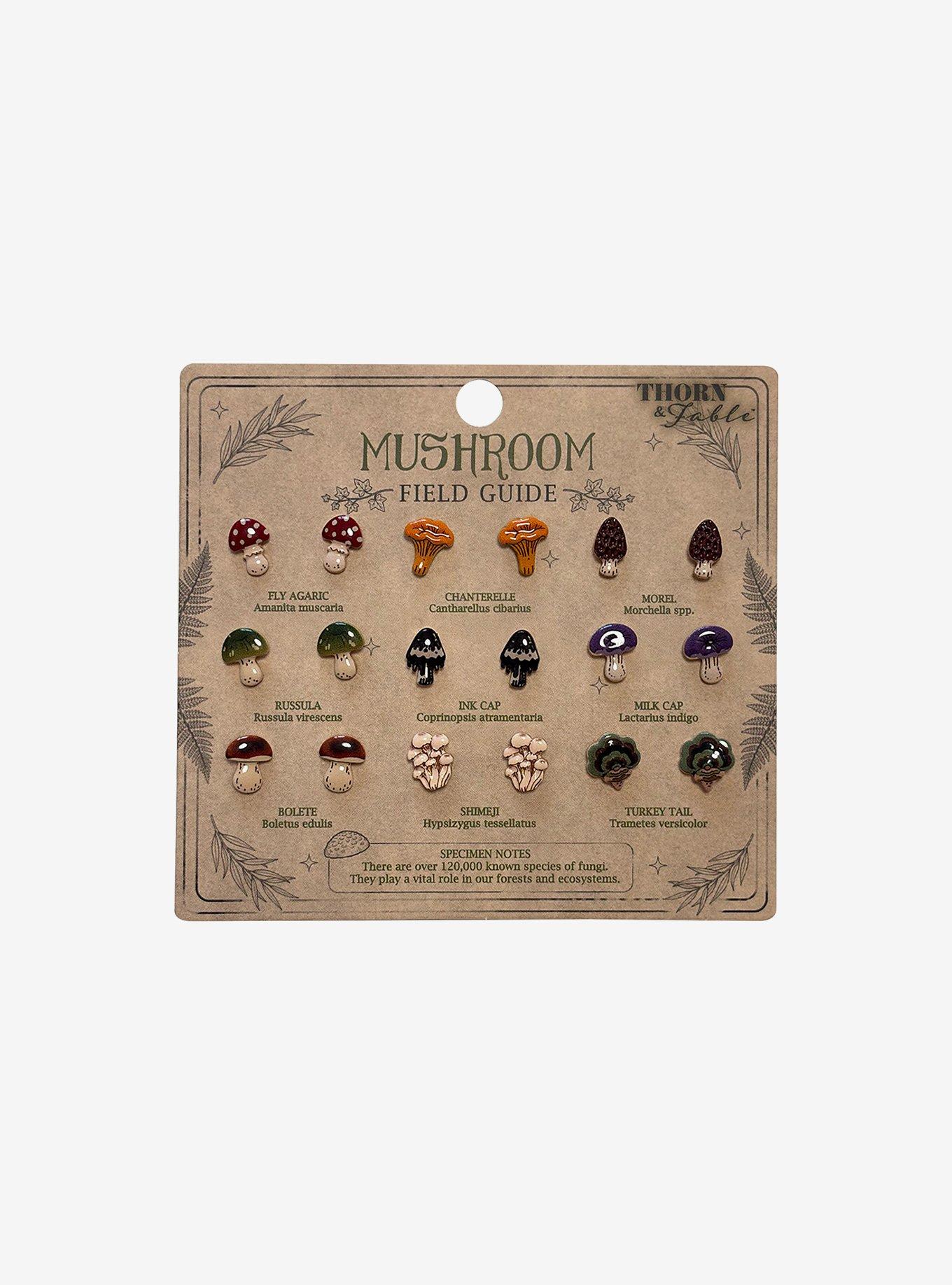 Thorn & Fable Mushroom Field Guide Stud Earring Set
