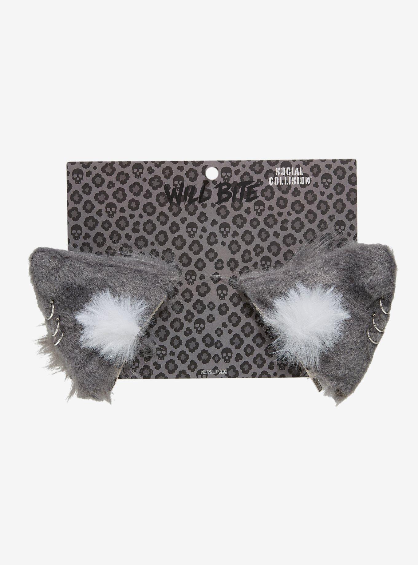 Social Collision Grey Pierced Cat Ear Hair Clip Set