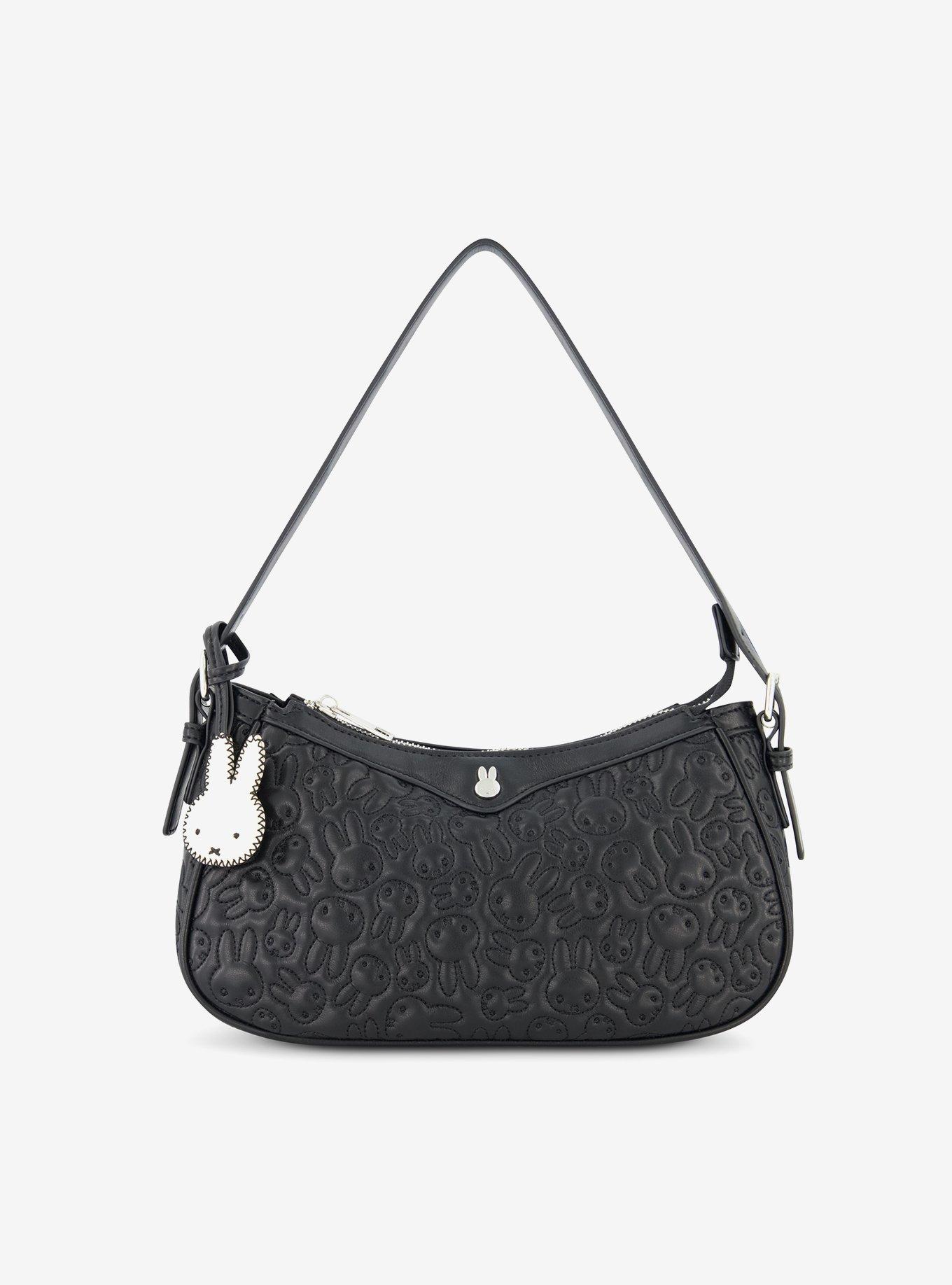 Danielle Nicole Miffy Quilted PU Shoulder Bag with Charm in Black, , hi-res