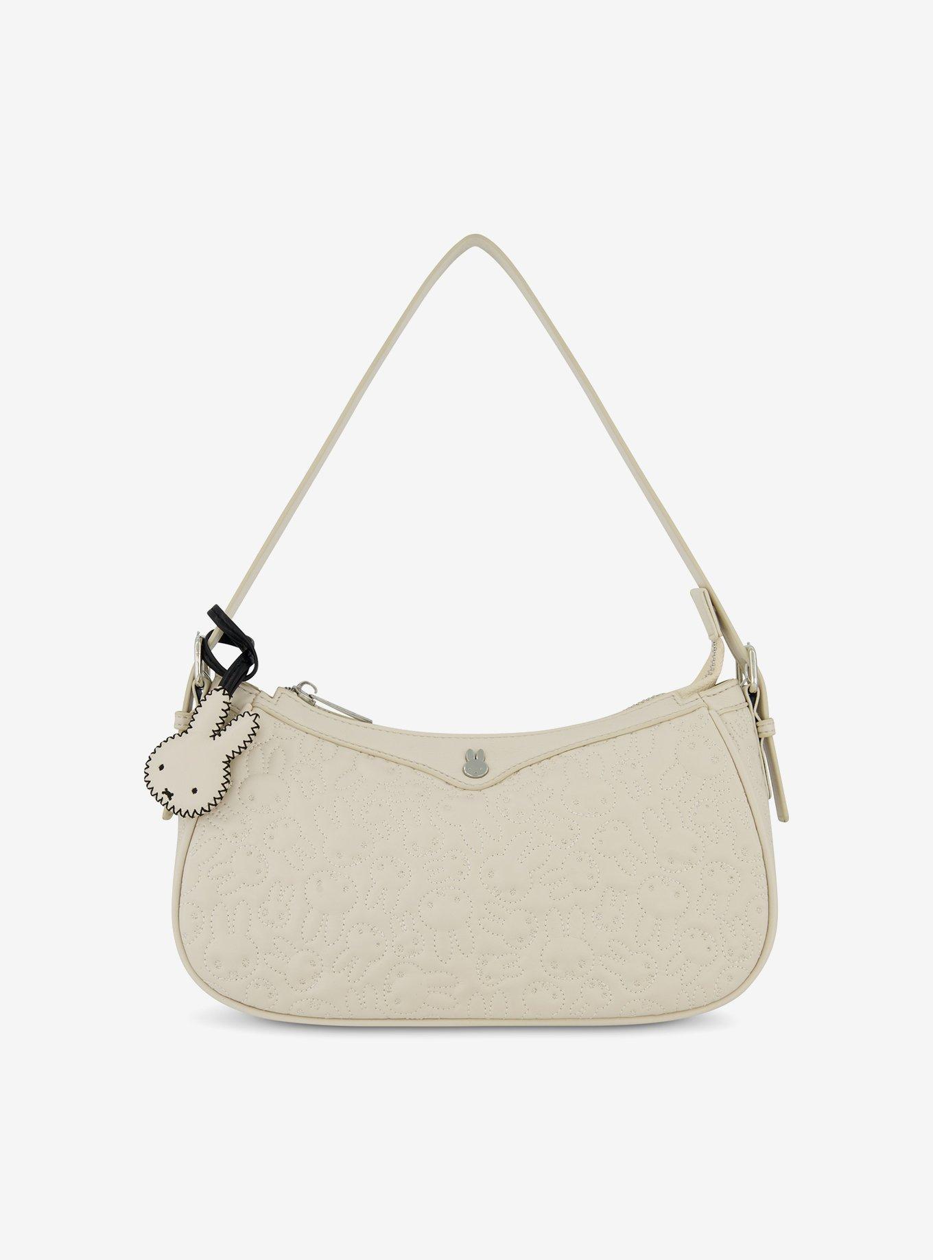 Danielle Nicole Miffy Quilted PU Shoulder Bag with Charm in White, , hi-res